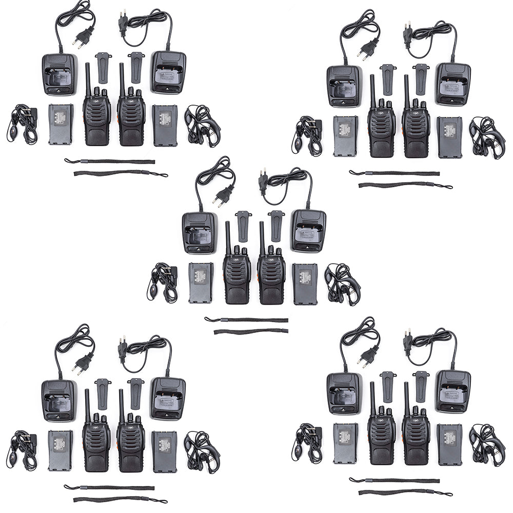Kit 10 statii radio portabile PNI PMR R40 PRO acumulatori, incarcatoare si casti incluse