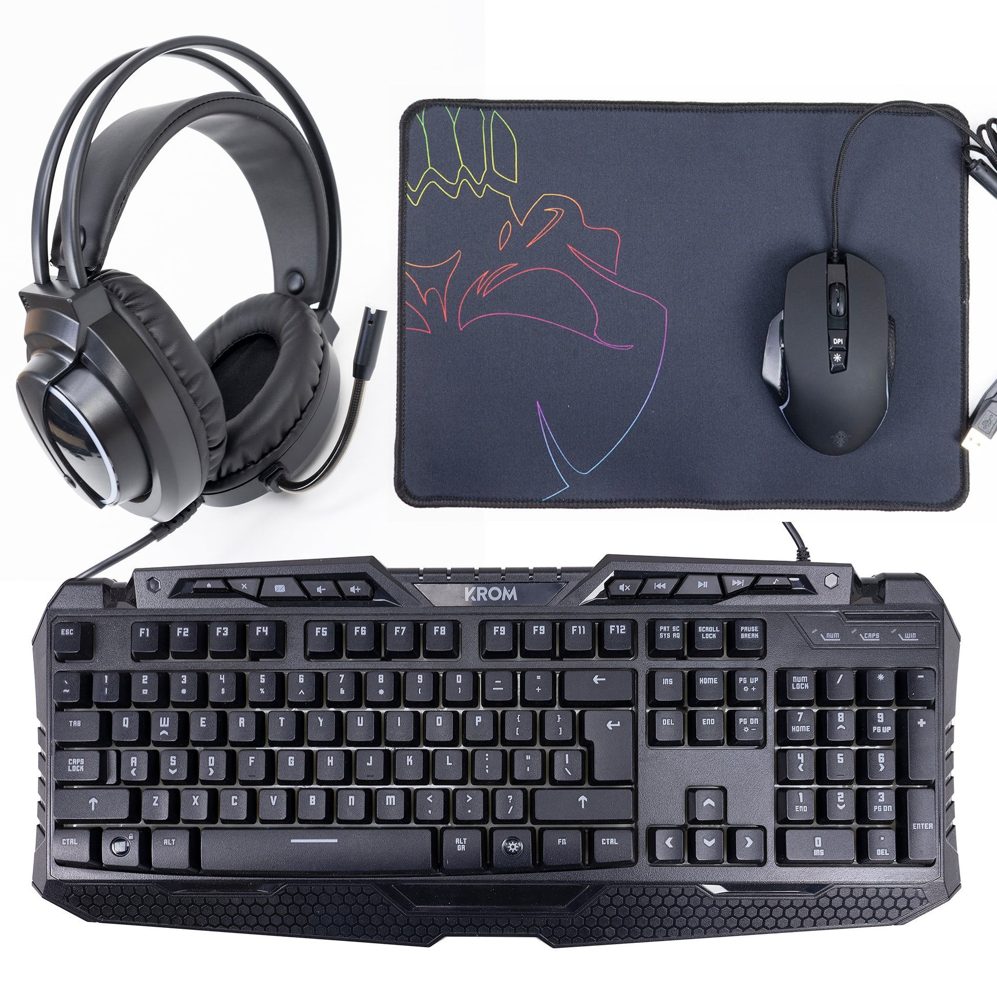 Kit gaming PNI KG02 tastatura, mouse, casti si mousepad