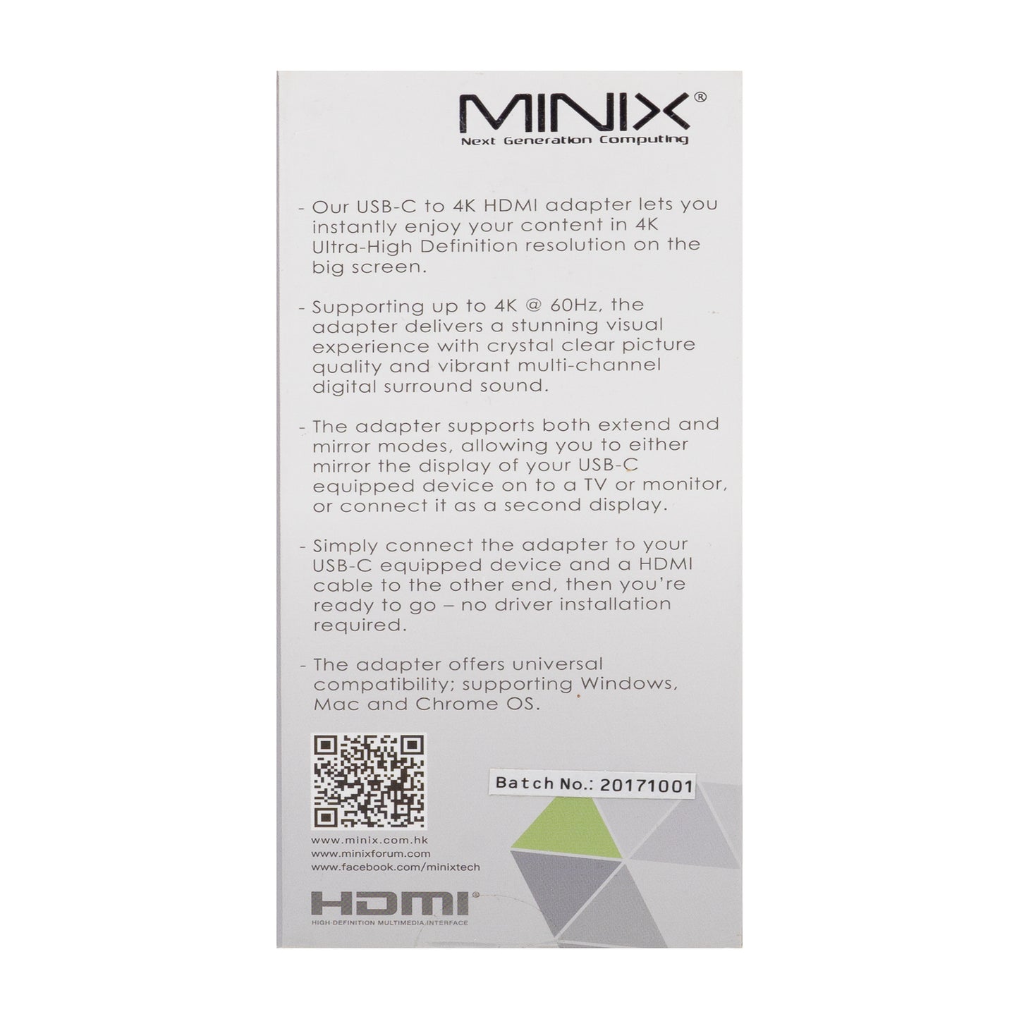 Adaptor USB MINIX NEO C-HDSI USB-C la 4K 60Hz HDMI