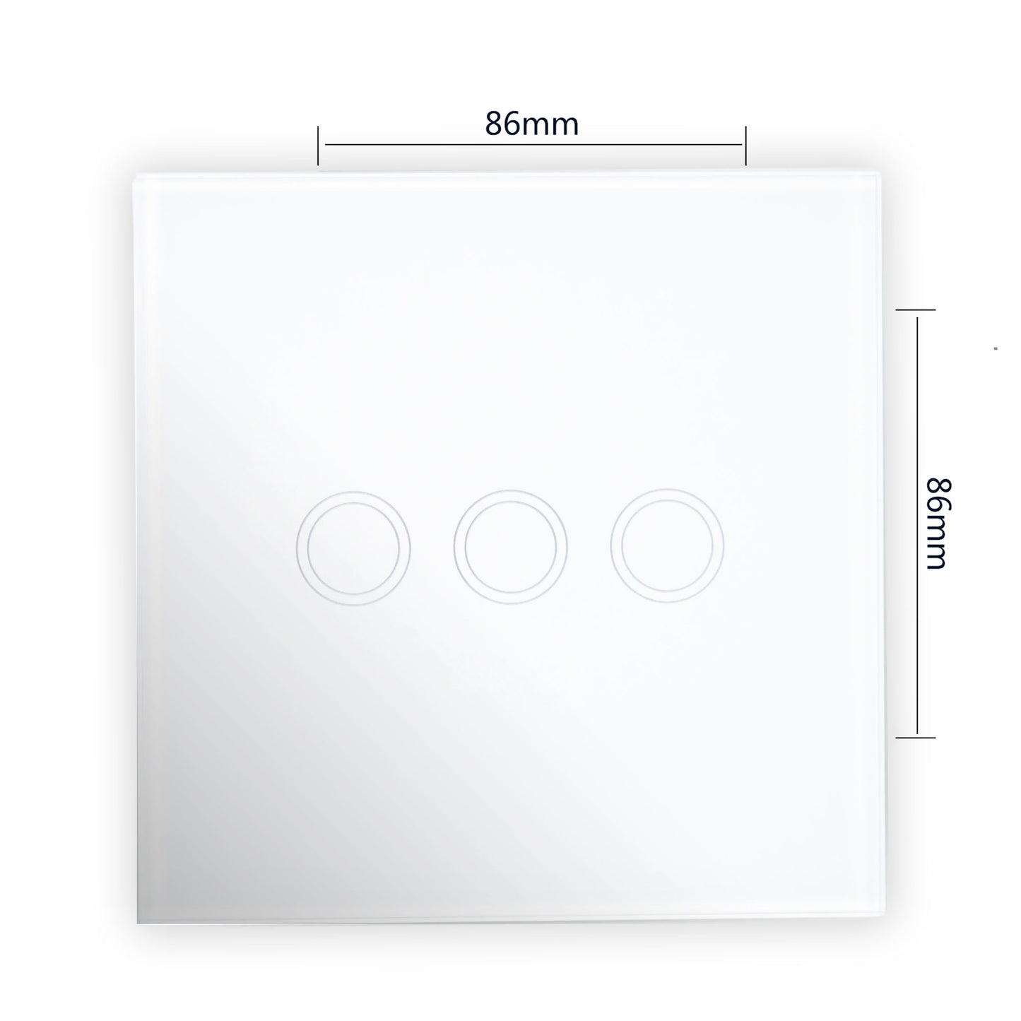 Intrerupator triplu cu touch PNI SH303 din sticla, alb cu LED indicator