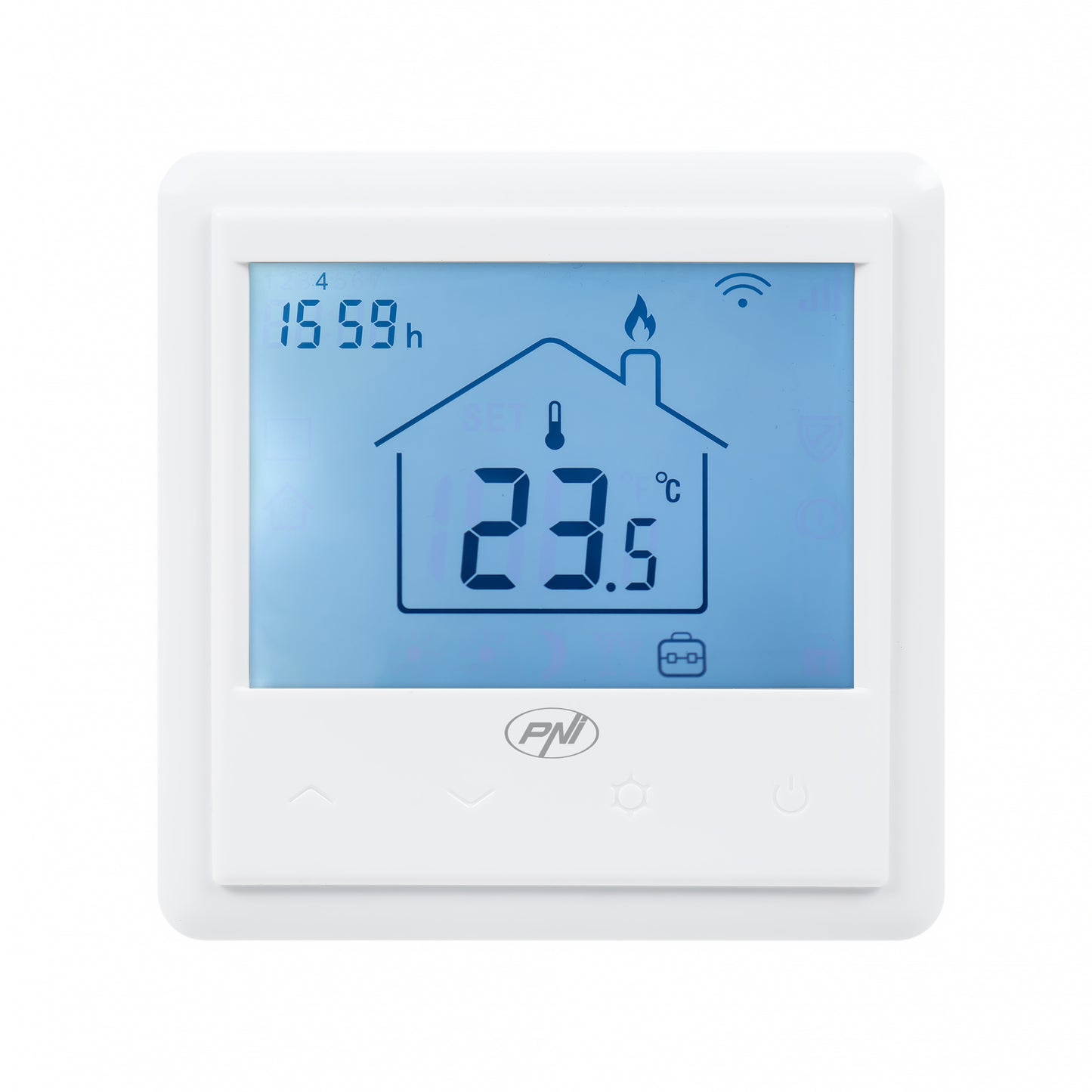 Termostat inteligent incastrabil PNI CT25PE WiFi, control prin internet incalzire electrica in pardoseala, aplicatie mobil Tuya Smart, integrare in scenarii si automatizari smart cu alte produse compatibile Tuya, Alexa si Google Assistant