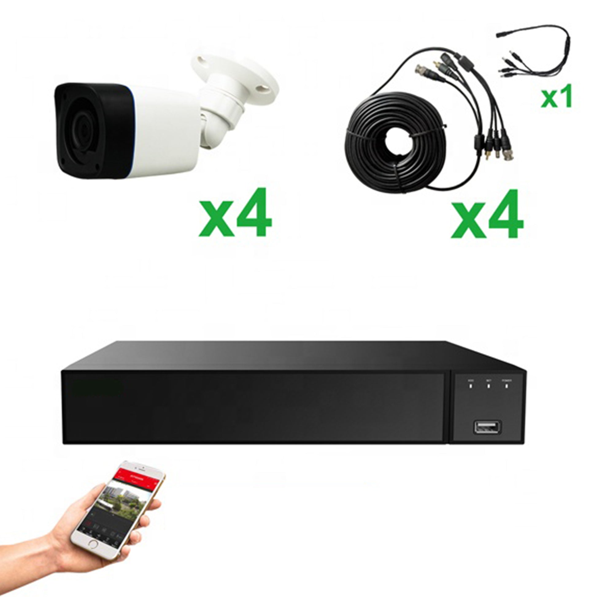 Kit supraveghere video PNI House XVR404 5MP - DVR si 4 camere exterior, cabluri incluse