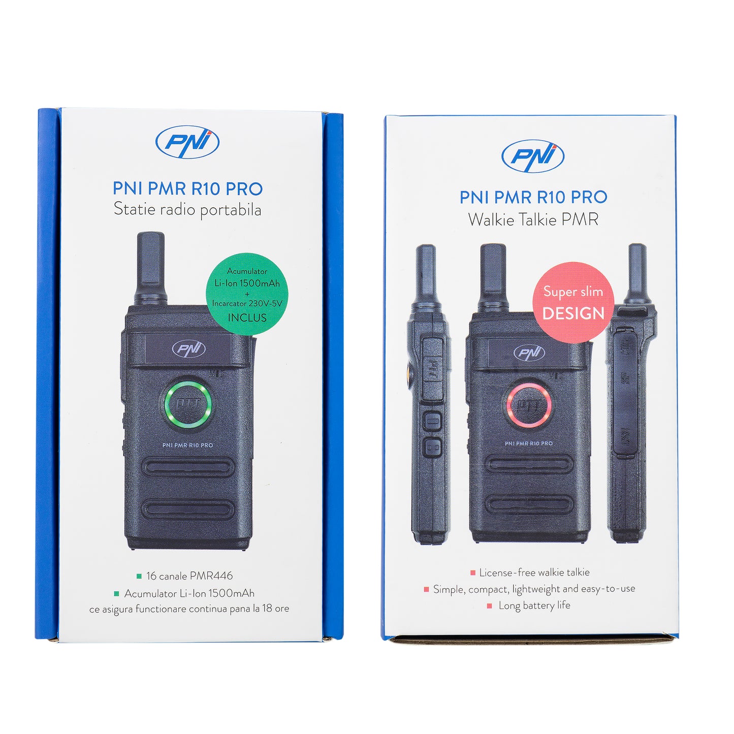Statie radio portabila PNI PMR R10 PRO, 446MHz, 0.5W, 16 canale programabile, 16 PMR si tonuri 50 CTCSS si 104 DCS, Monitor, Scan