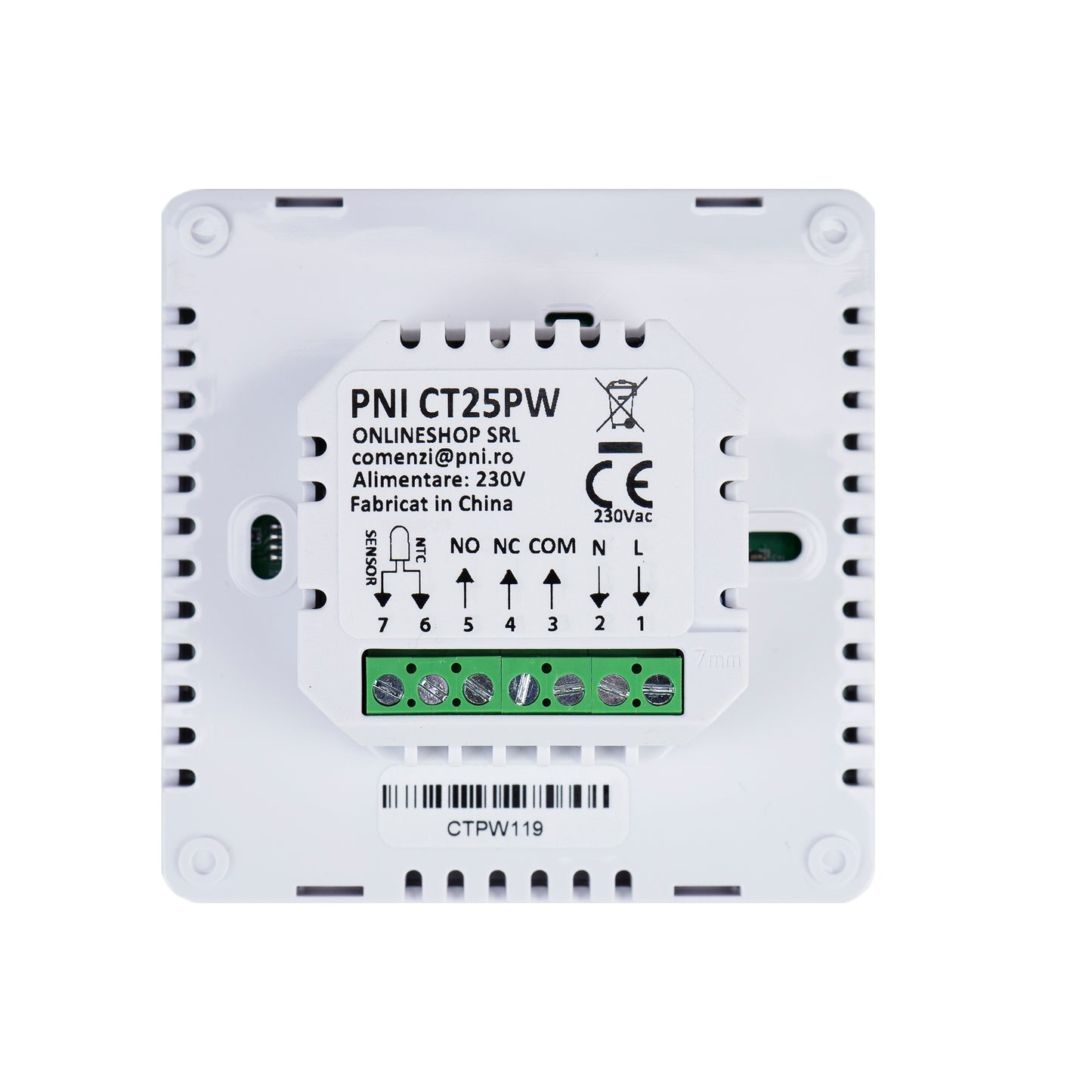 Termostat inteligent incastrabil PNI CT25PW WiFi, control prin internet, incalzire cu apa in pardoseala, actuatoare, pompe, centrala, aplicatie mobil Tuya Smart, integrare in scenarii smart cu alte produse compatibile Tuya, Alexa, Google Home