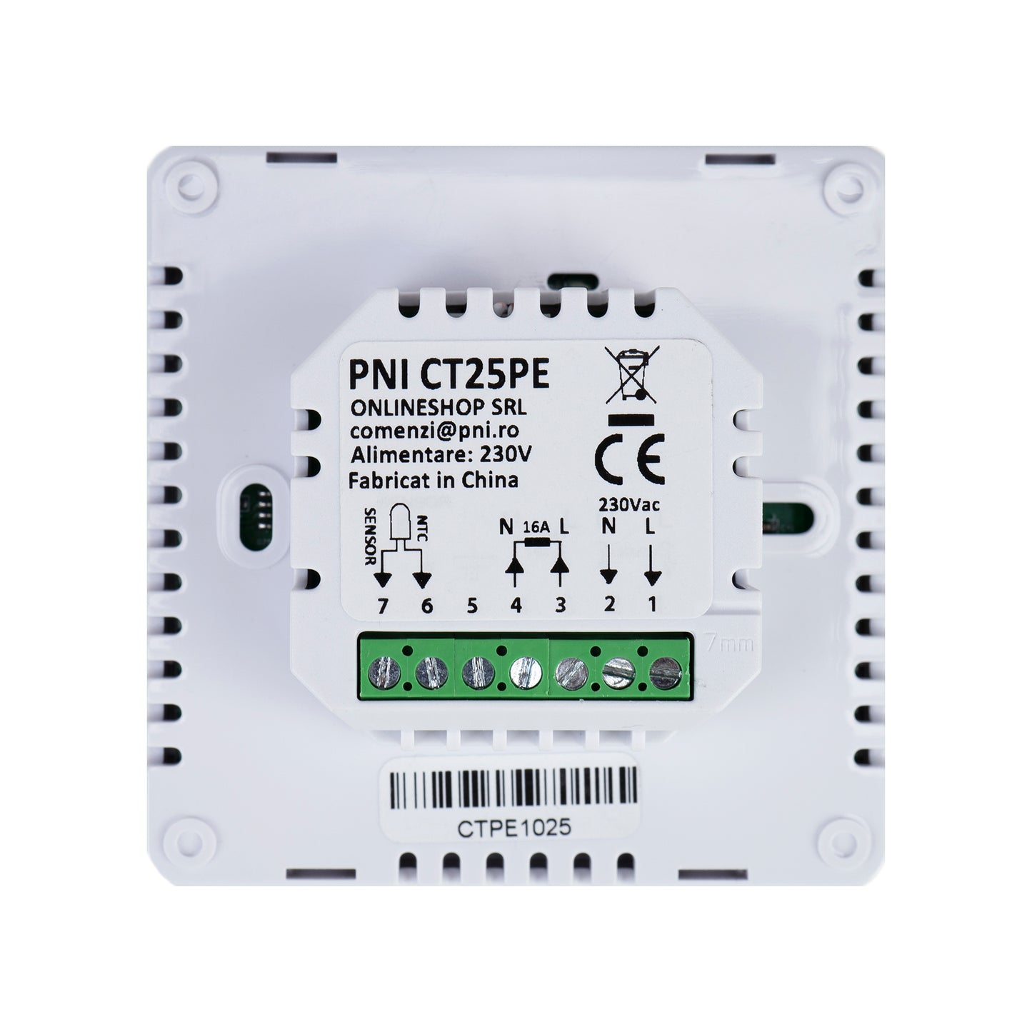Termostat inteligent incastrabil PNI CT25PE WiFi, control prin internet incalzire electrica in pardoseala, aplicatie mobil Tuya Smart, integrare in scenarii si automatizari smart cu alte produse compatibile Tuya, Alexa si Google Assistant