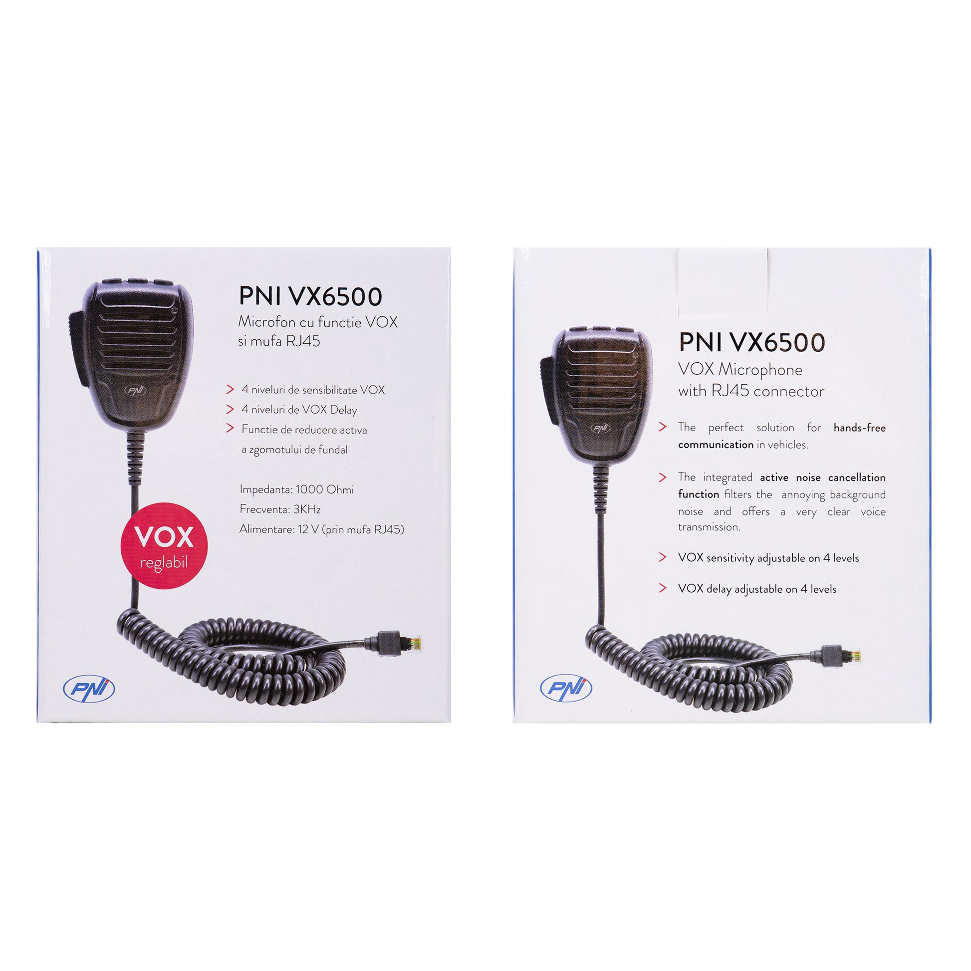 Microfon PNI VX6500 cu functie VOX, cu mufa RJ11, pentru statii radio CB PNI HP 6500 si PNI HP 7120