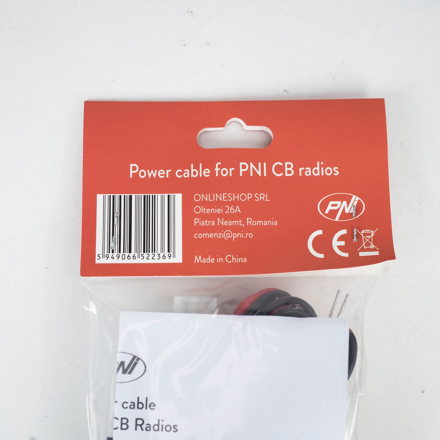 Cablu alimentare PNI cu siguranta 3A si conector pentru statii radio CB PNI HP 8000L, 8001L, 8024, 9001 PRO, 9700, lungime 2 metri