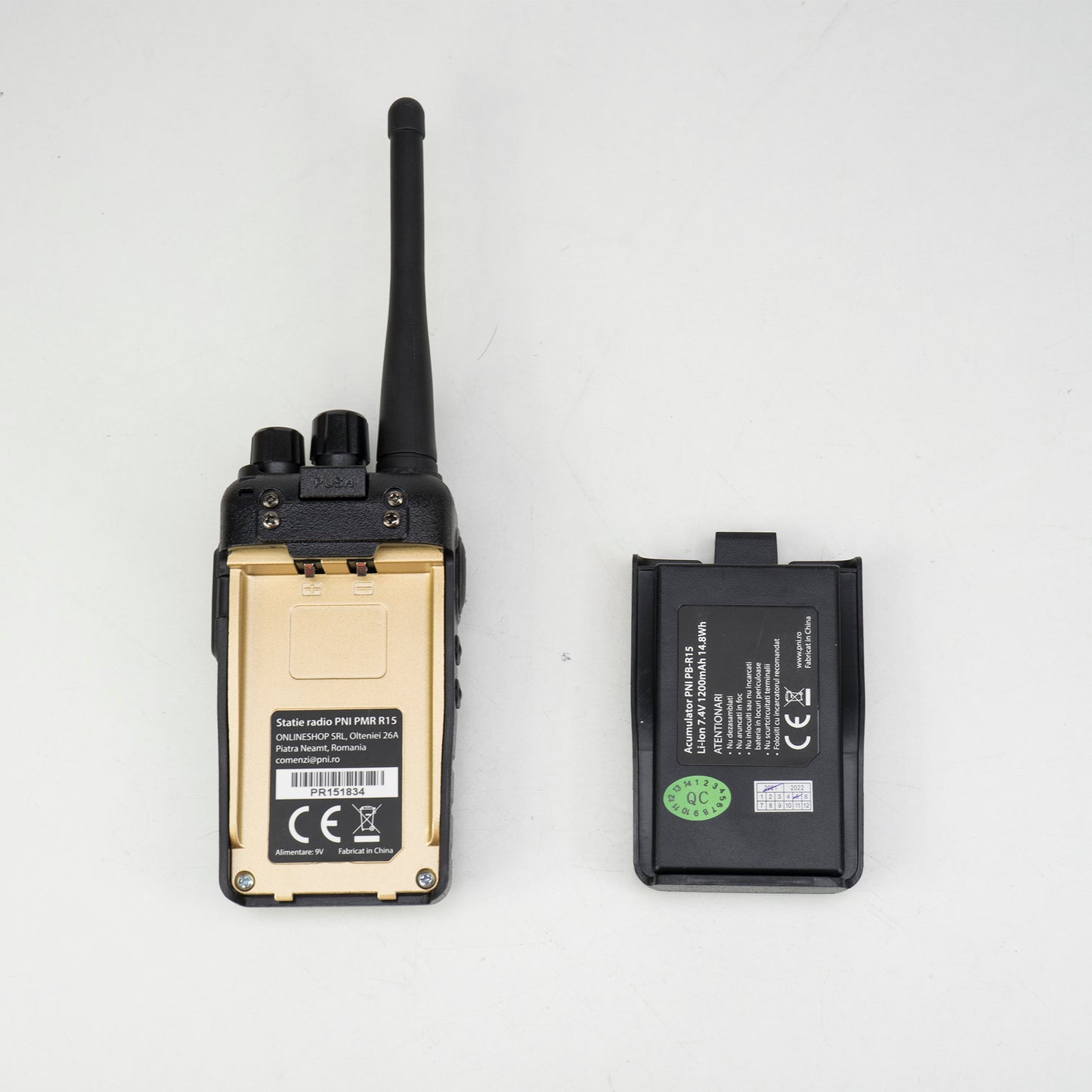 Statie radio portabila profesionala PNI PMR R15 0.5W, 16 canale programabile, 16 PMR si tonuri 50 CTCSS si 104 DCS, ASQ, TOT, monitor, programabila, acumulator 1200mAh
