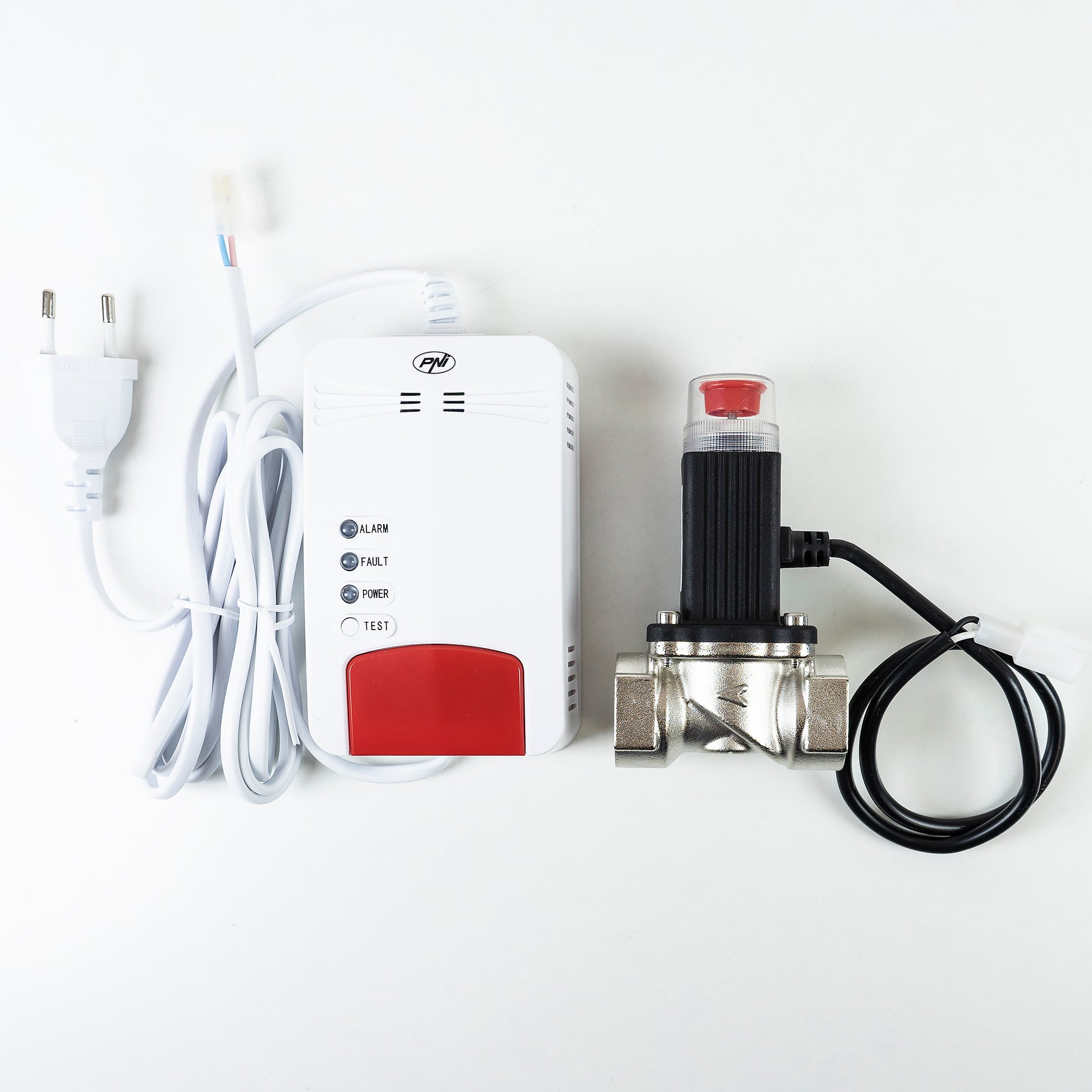 Kit senzor gaz si electrovalva PNI Safe House Dual Gas 250LR cu 2 senzori monoxid de carbon (CO) si gaze naturale si electrovalva 3/4 inch