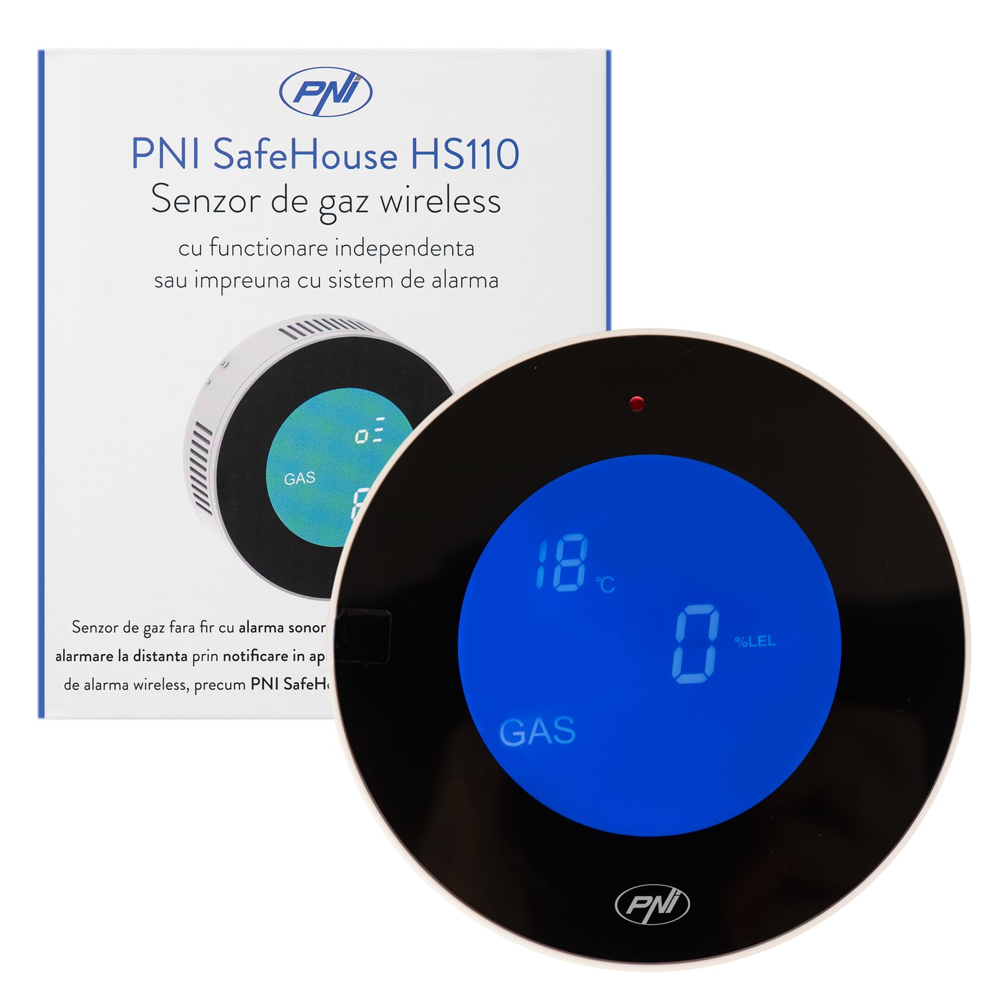 Senzor de gaz wireless PNI SafeHouse HS110 compatibil cu sistemul de alarma wireless PNI SafeHouse HS600 si HS650
