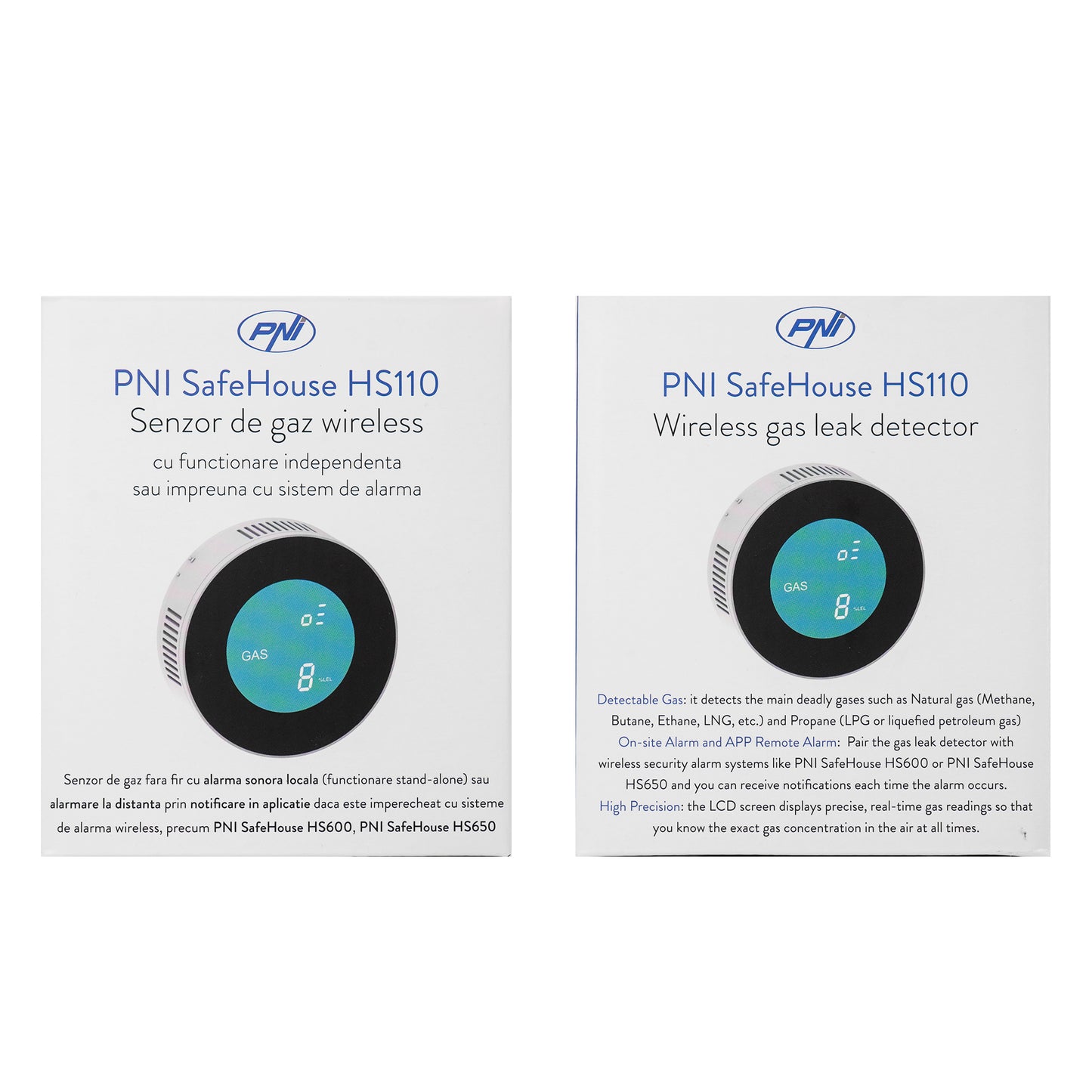 Senzor de gaz wireless PNI SafeHouse HS110 compatibil cu sistemul de alarma wireless PNI SafeHouse HS600 si HS650