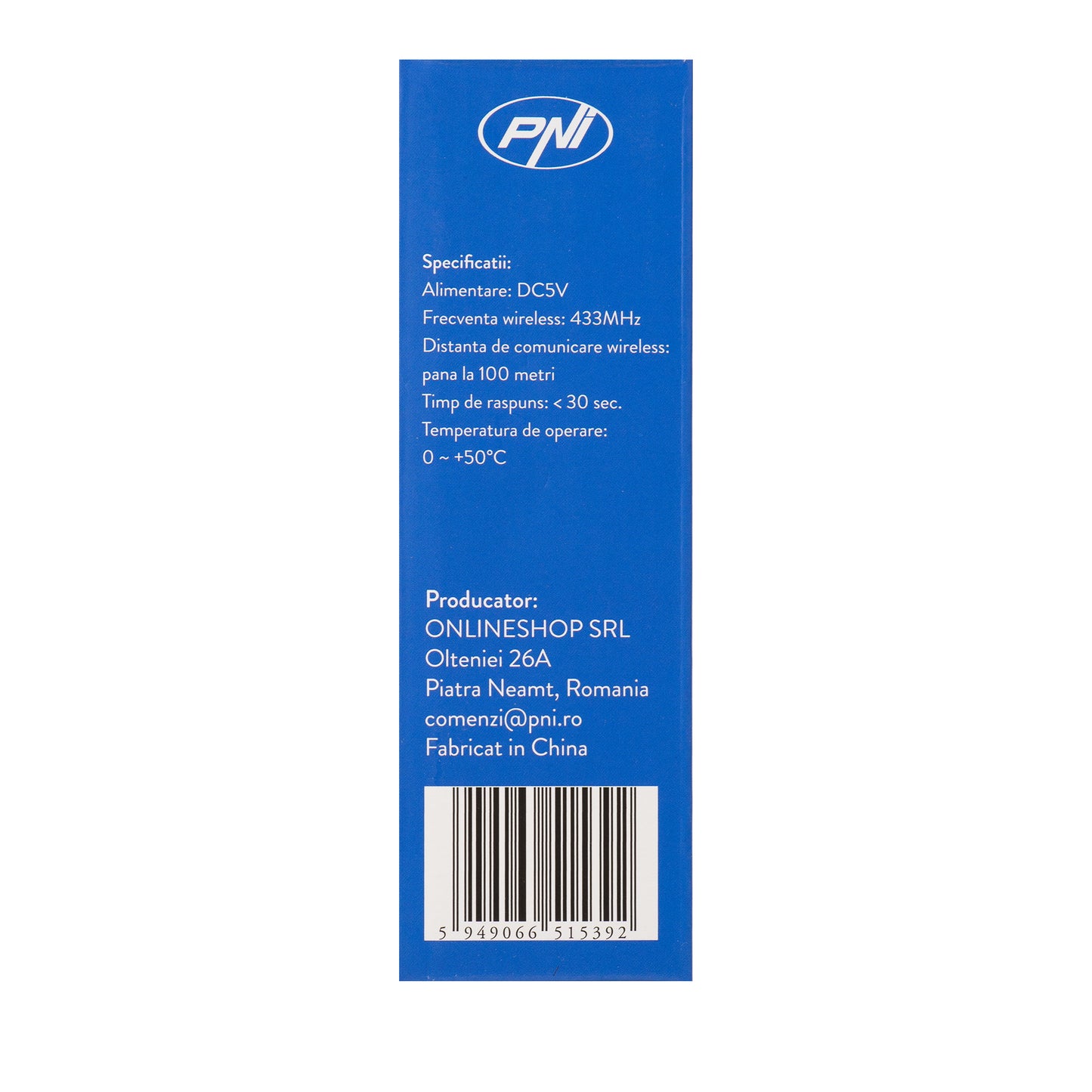Senzor de gaz wireless PNI SafeHouse HS110 compatibil cu sistemul de alarma wireless PNI SafeHouse HS600 si HS650
