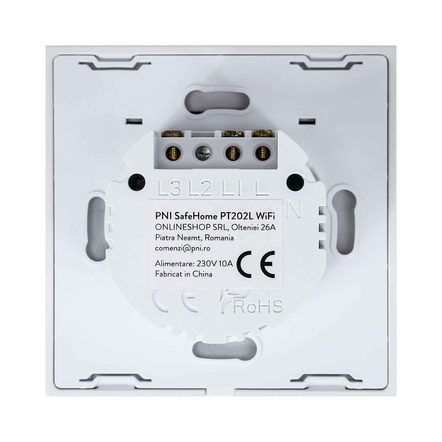 Intrerupator inteligent cu touch PNI SafeHome PT202L WiFi, 10A, control prin aplicatia Tuya Smart, compatibil cu Alexa si Google Assistant - Live Wire, fara nul