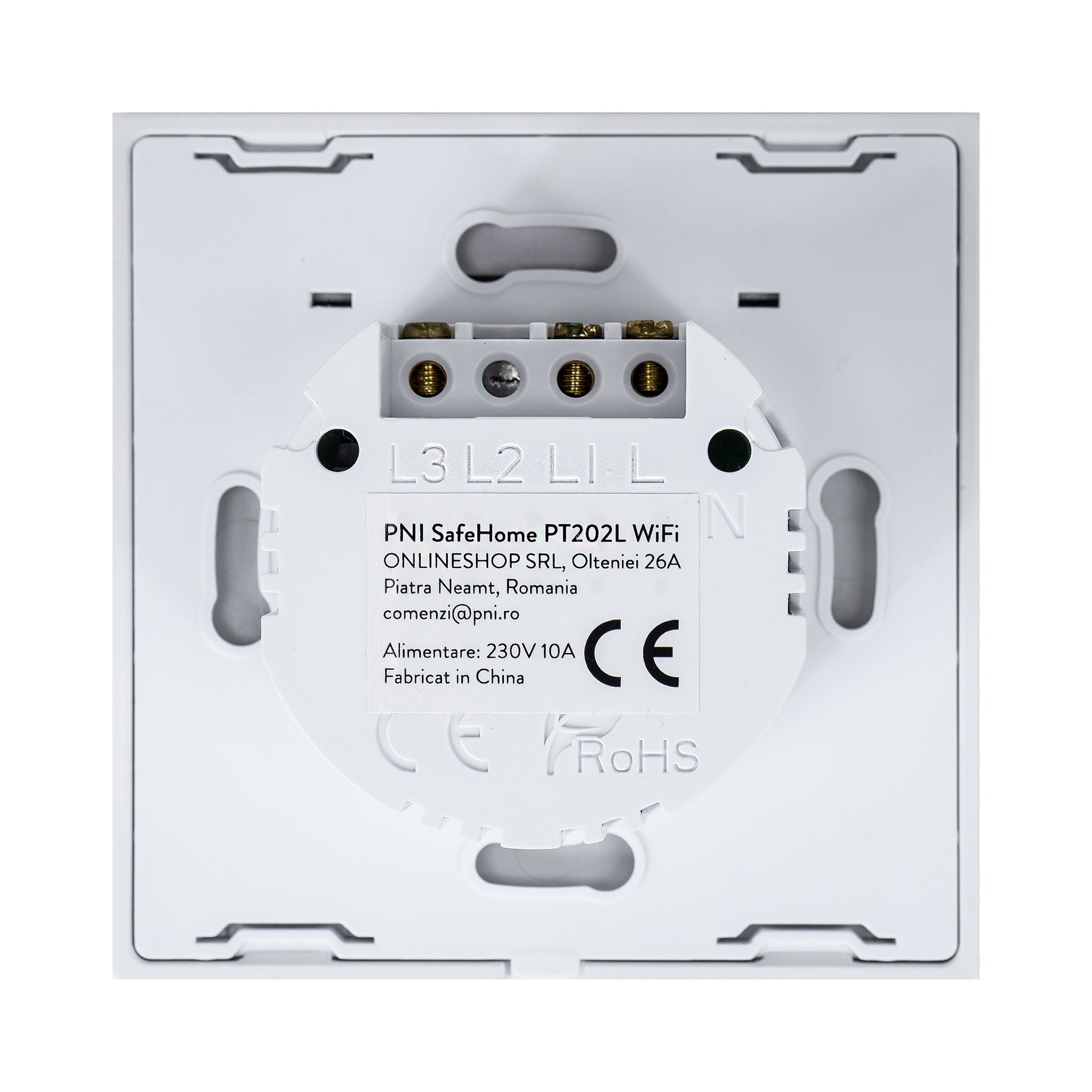 Intrerupator inteligent cu touch PNI SafeHome PT202L WiFi, 10A, control prin aplicatia Tuya Smart, compatibil cu Alexa si Google Assistant - Live Wire, fara nul