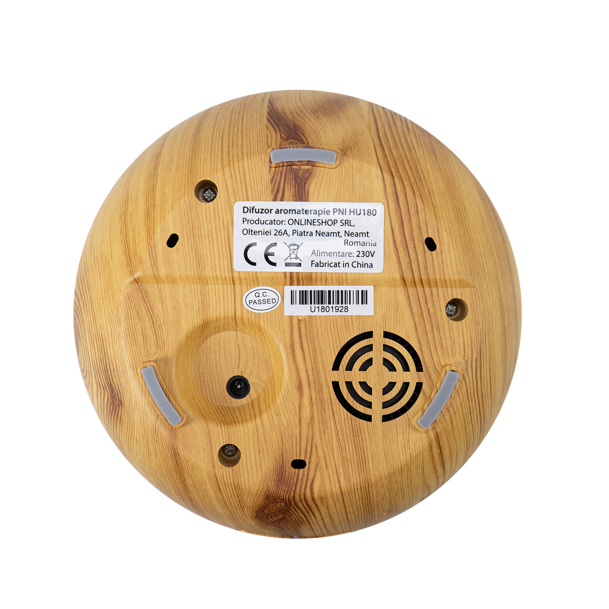 Difuzor aromaterapie PNI HU180 pentru uleiuri esentiale,  cu ultrasunete, 400 ml, timer, 7 culori LED, inchidere automata, Wood Grain