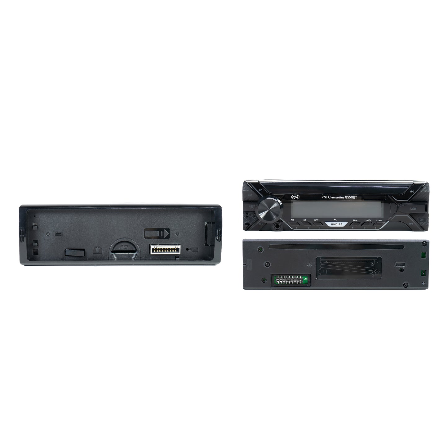 Radio MP3 player auto PNI Clementine 8550BT, fata detasabila, 4x45w, 12V, 1 DIN, cu SD, USB, AUX, RCA