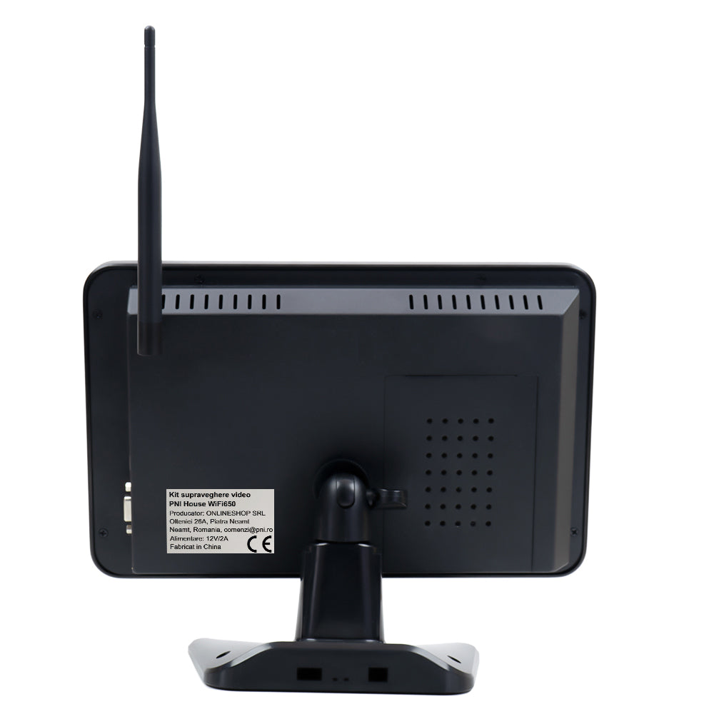 Kit supraveghere video PNI House WiFi650 - 4 camere Full HD Wi-Fi P2P si monitor LCD 12 inch
