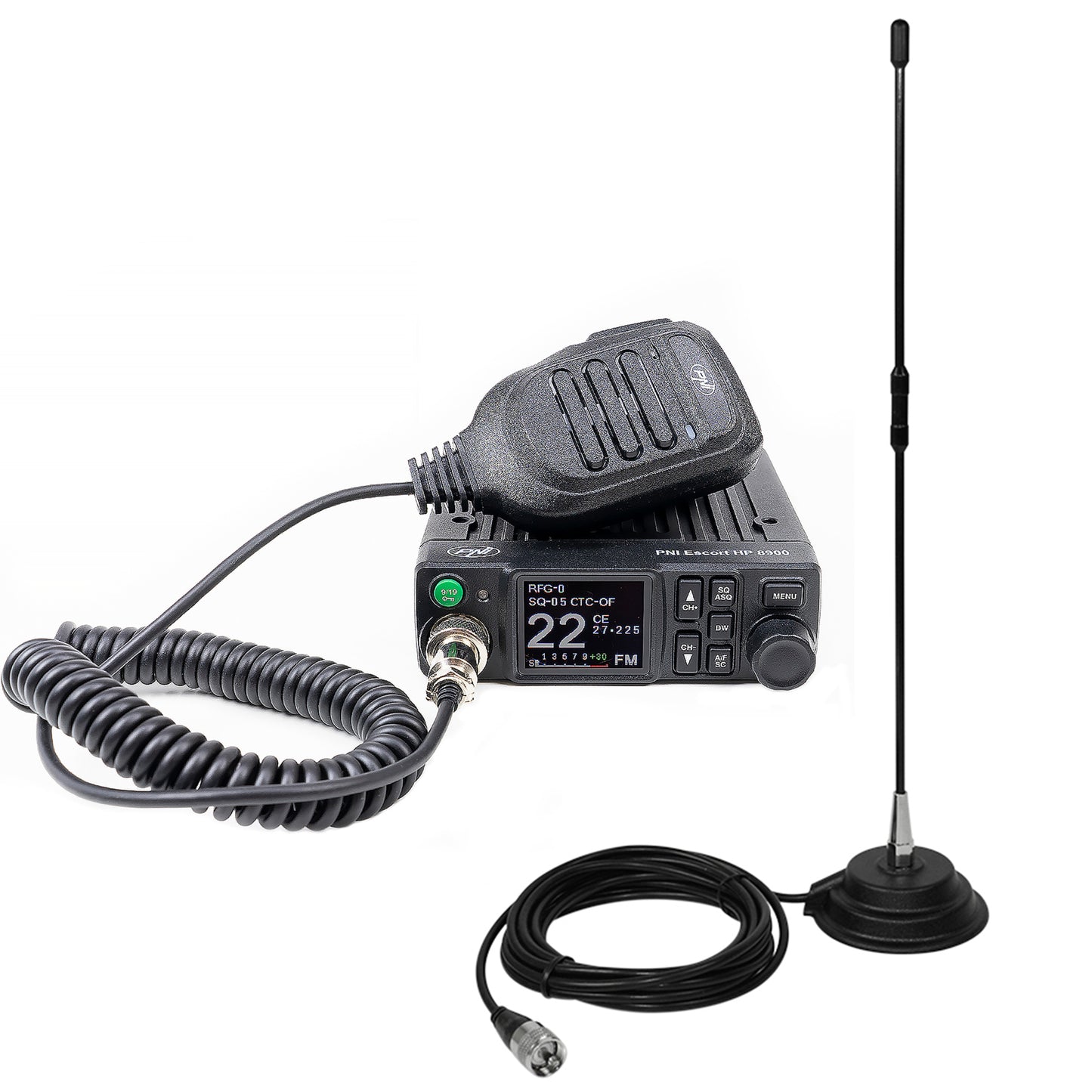 Pachet Statie radio CB PNI Escort HP 8900 ASQ, 12-24V + Antena CB PNI Extra 40 cu baza magnetica