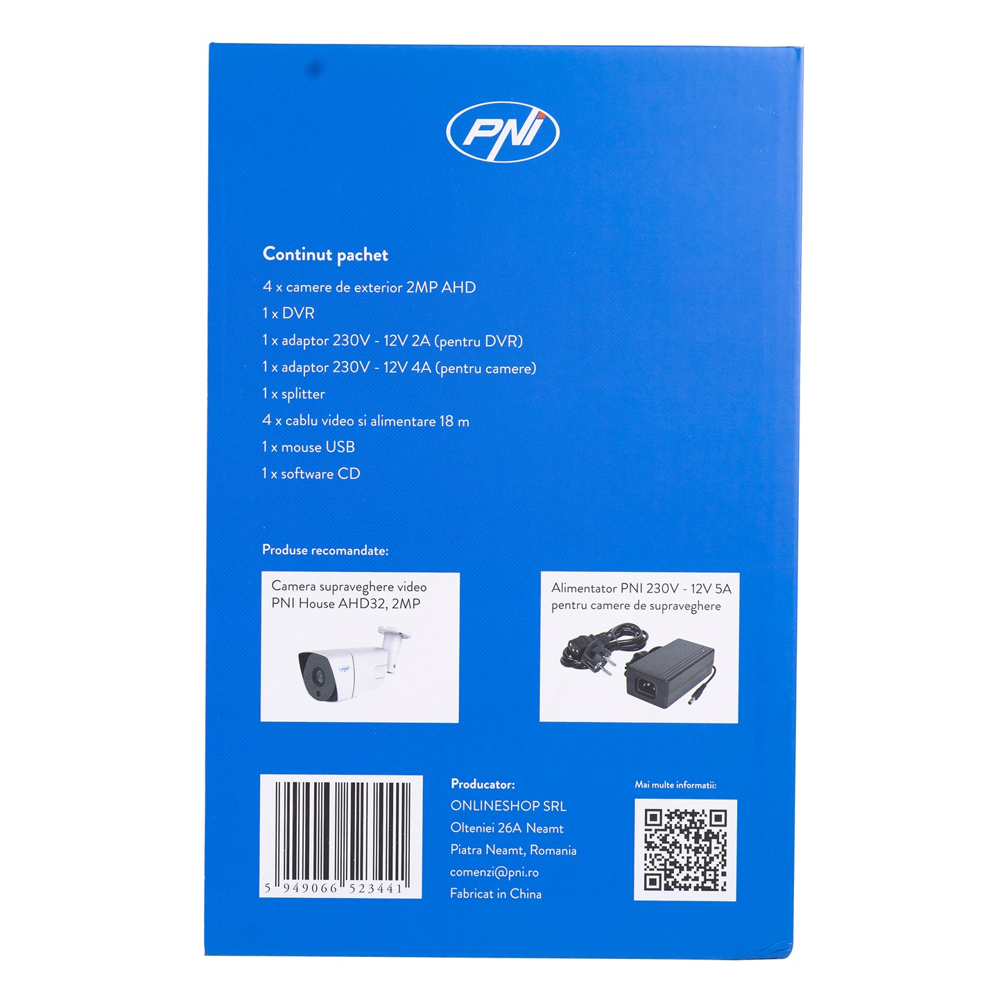 Kit supraveghere video AHD PNI House PTZ1300 Full HD - NVR si 4 camere exterior 2MP full HD 1080P