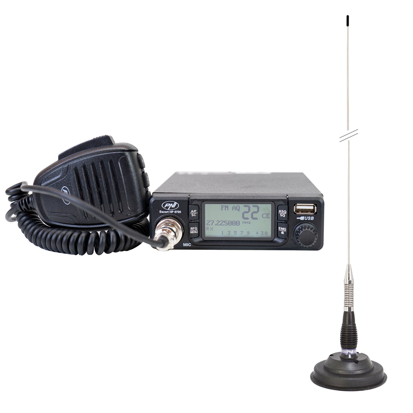 Pachet Statie radio CB PNI Escort HP 9700 USB si Antena CB PNI ML100 cu baza magnetica