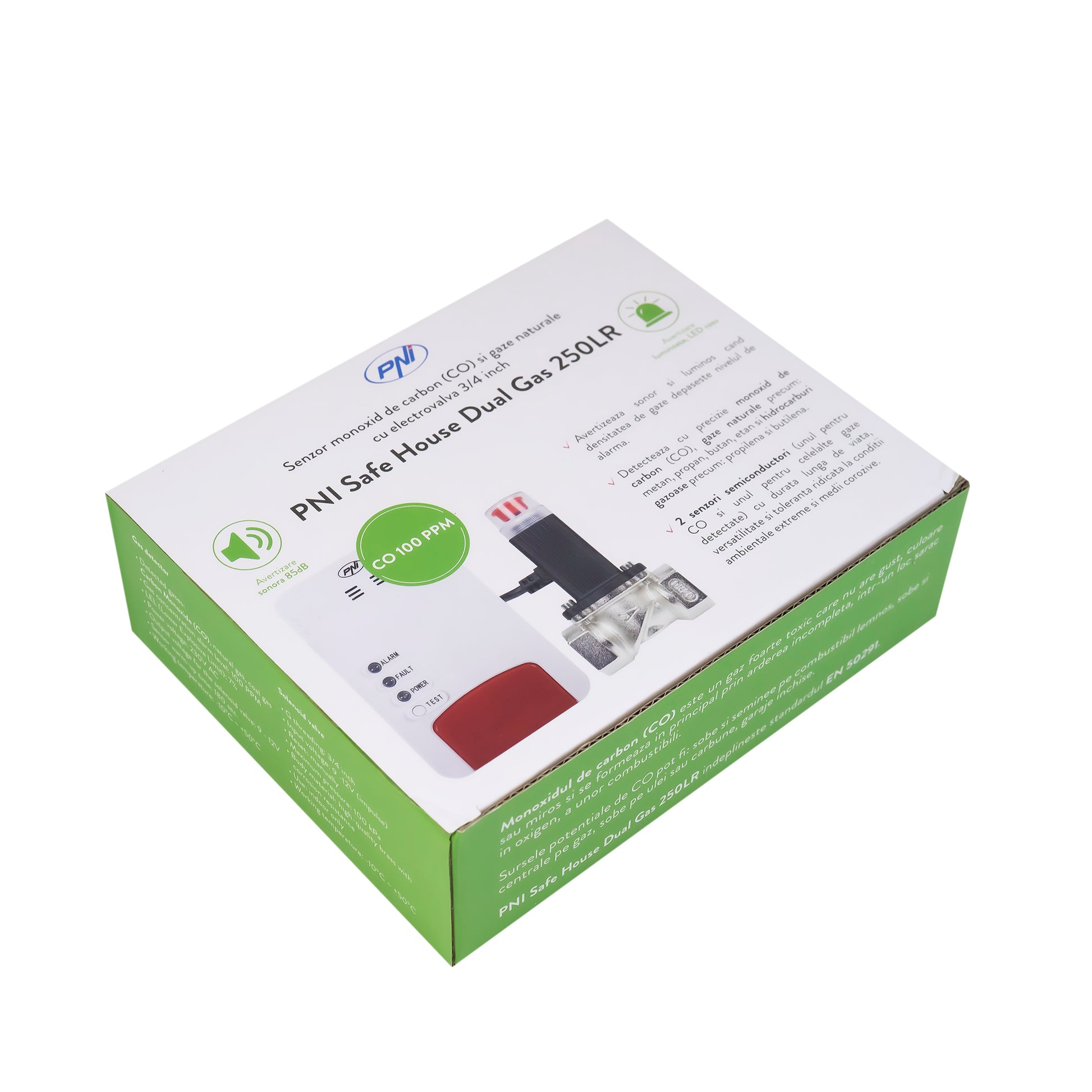 Kit senzor gaz si electrovalva PNI Safe House Dual Gas 250LR cu 2 senzori monoxid de carbon (CO) si gaze naturale si electrovalva 3/4 inch
