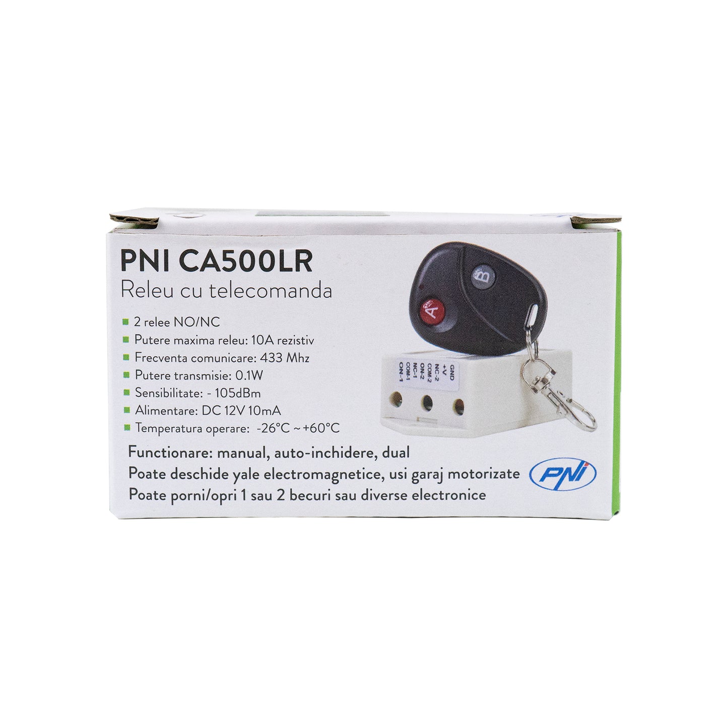 Releu cu telecomanda PNI CA500LR pentru comanda 1 sau 2 usi de garaj, porti, bariere, 2 relee, alimentare 12V