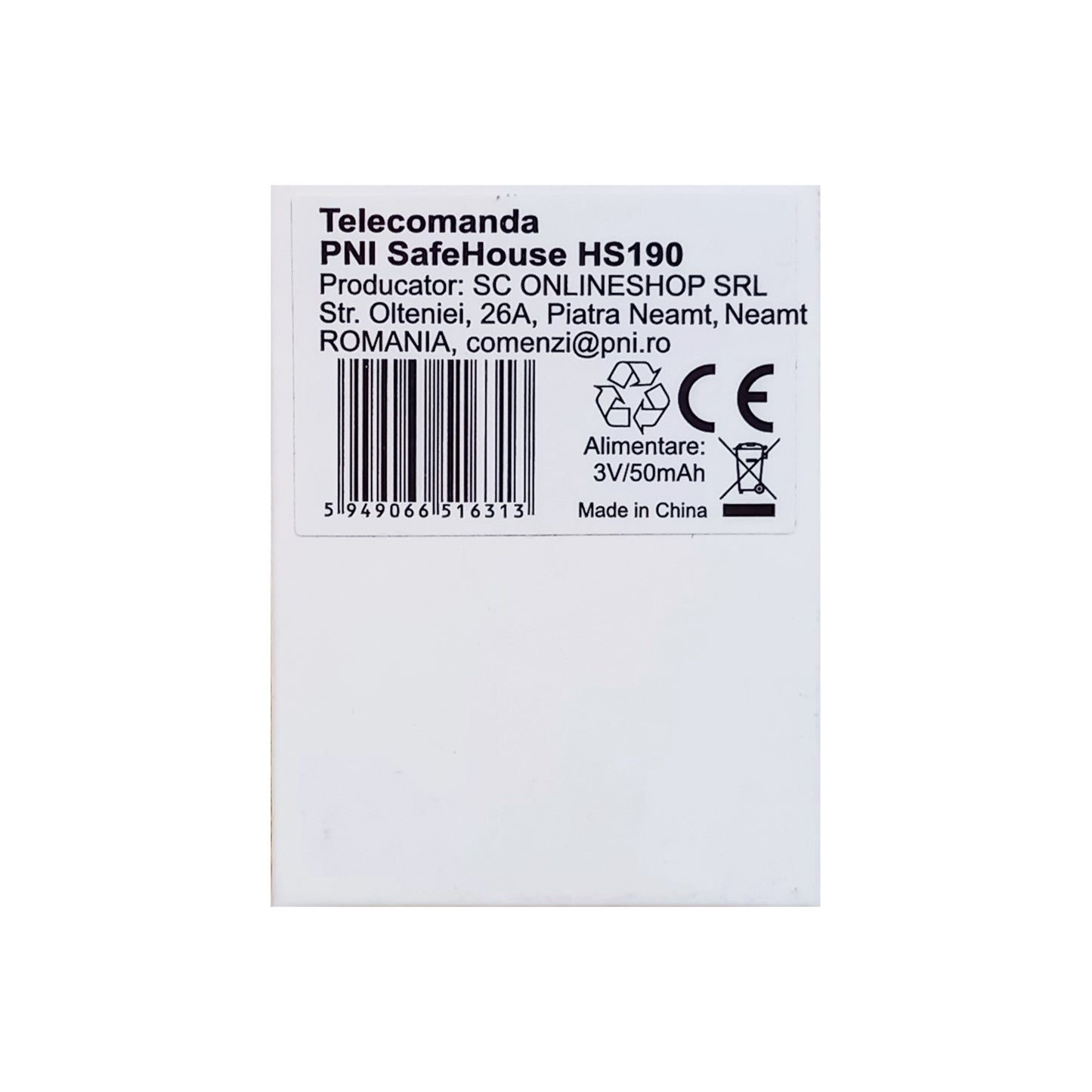 Telecomanda PNI SafeHouse HS190 pentru sisteme de alarma wireless, functii armare, dezarmare, armare partiala, alarma de panica