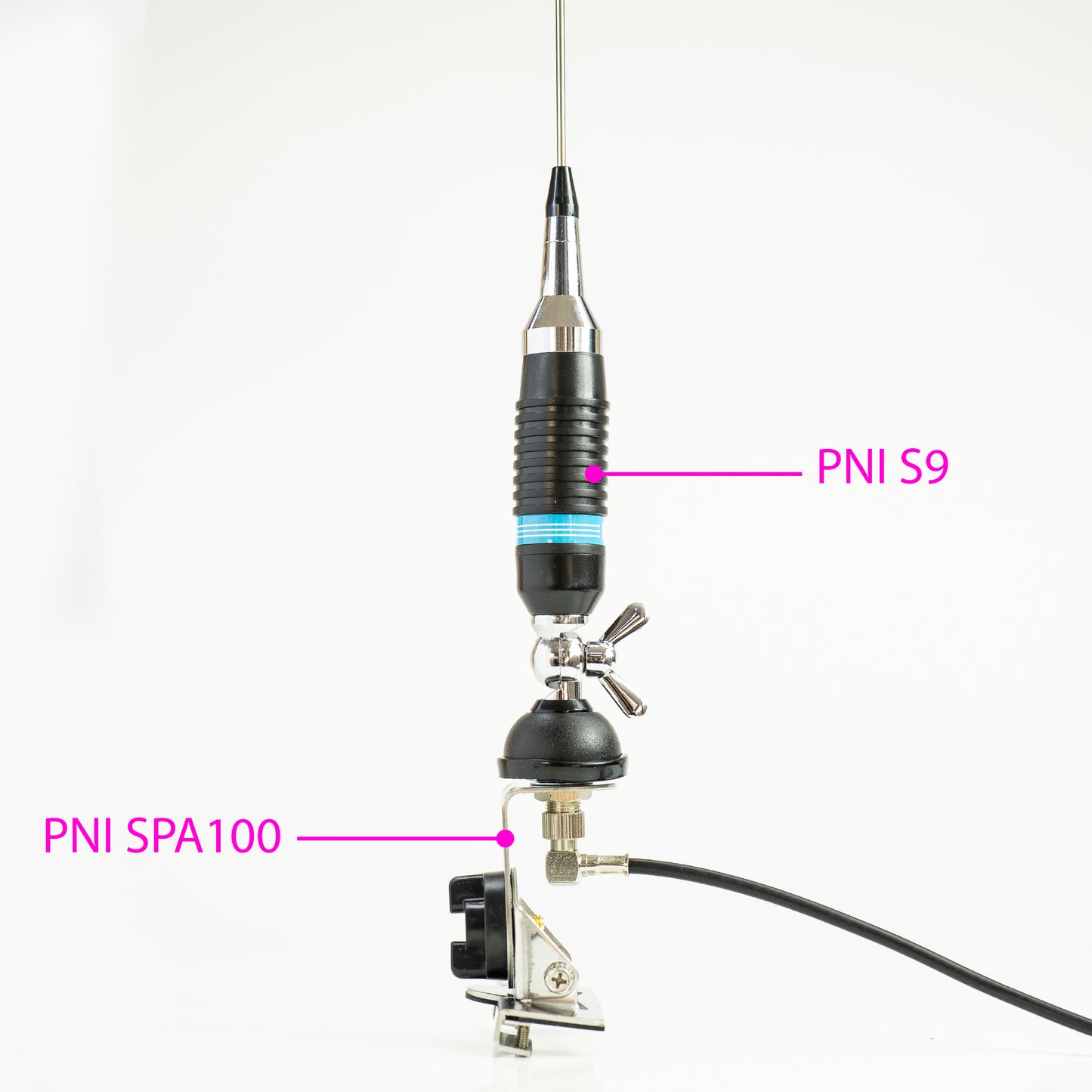 Antena CB PNI S9 cu fluture lungime spic 120 cm cu cablu RG58 de 4m