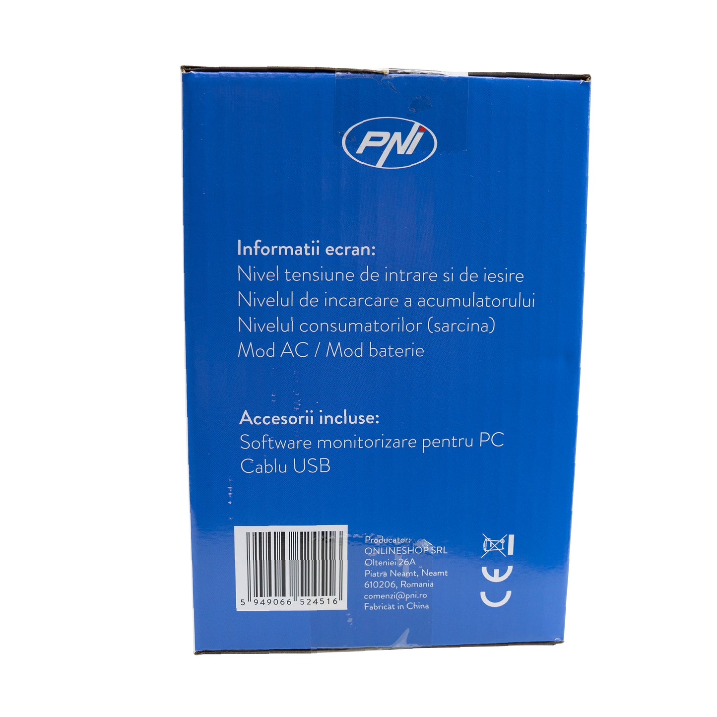 UPS PNI SafePC E650VA, putere 390W, 1.8A, iesire 2 x 230V, ecran LCD acumulator 7.2A inclus