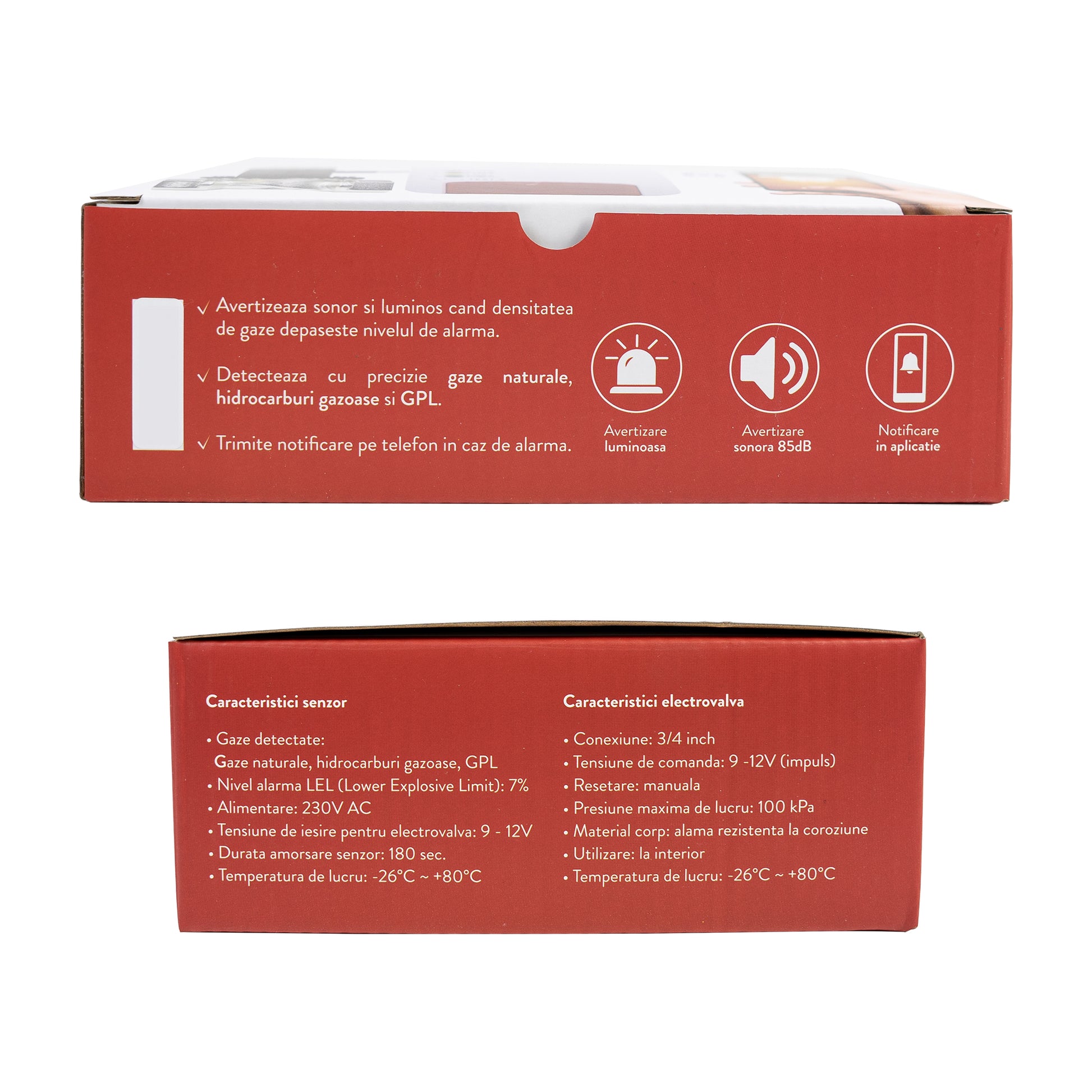 Kit senzor gaz inteligent si electrovalva PNI Safe House Smart Gas 300 WiFi cu alertare sonora, aplicatie de mobil Tuya Smart,  integrare in scenarii si automatizari smart cu alte produse compatibile Tuya