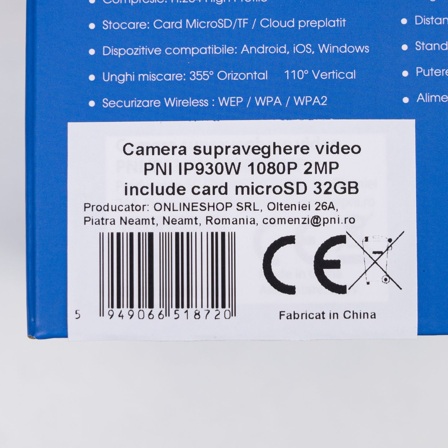 Set Camera supraveghere video PNI IP930W 1080P 2 MP cu IP P2P PTZ wireless card microSD 32Gb Inclus