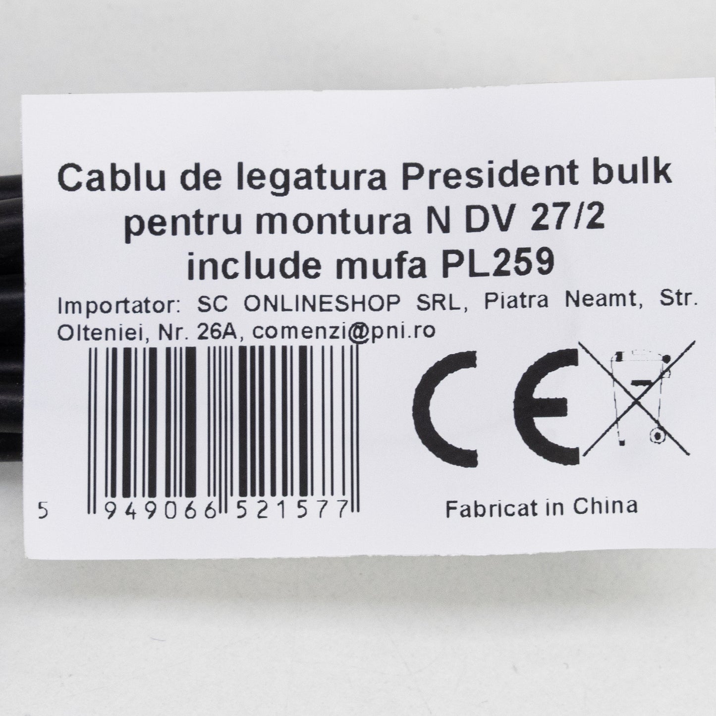 Cablu de legatura President bulk pentru montura N DV 27/2 include mufa PL259