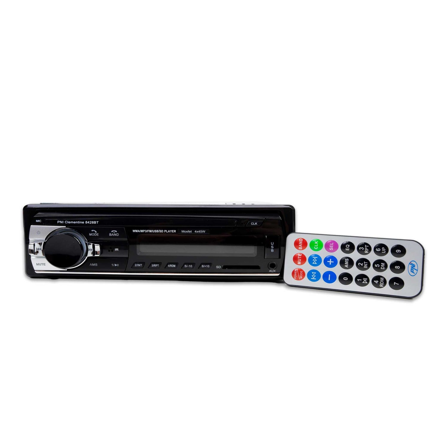 Radio MP3 player auto PNI Clementine 8428BT 4x45w 1 DIN cu SD, USB, AUX, RCA si Bluetooth