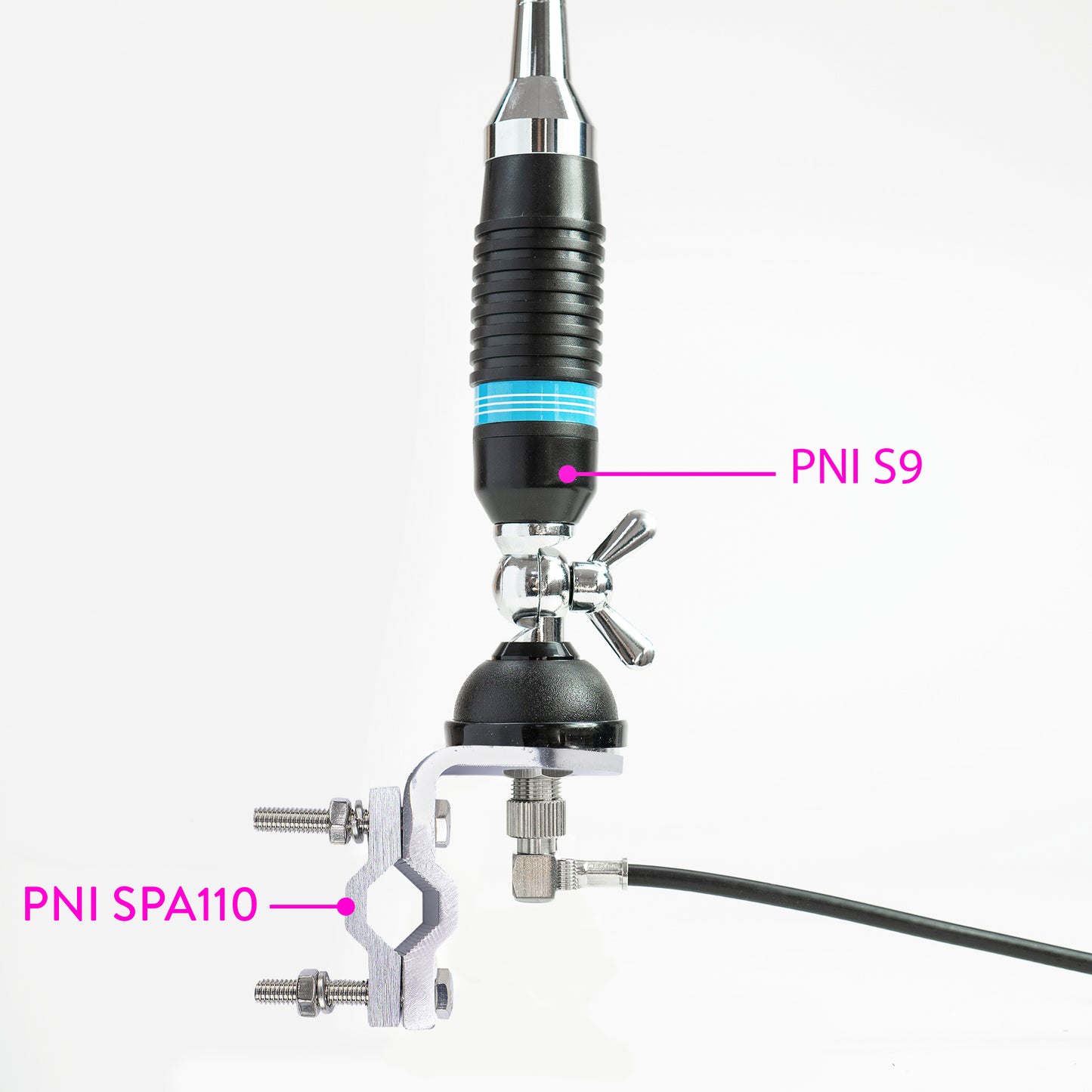 Antena CB PNI S9 cu fluture lungime spic 120 cm cu cablu RG58 de 4m