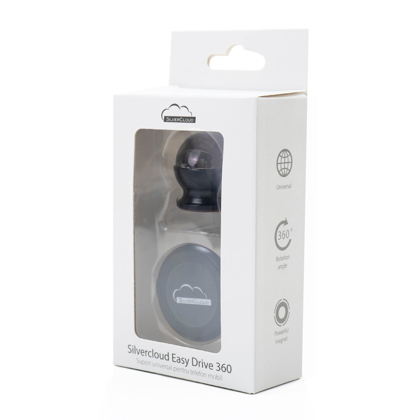 Suport magnetic pentru telefon mobil Silvercloud Easy Drive 360 aplicare pe bord