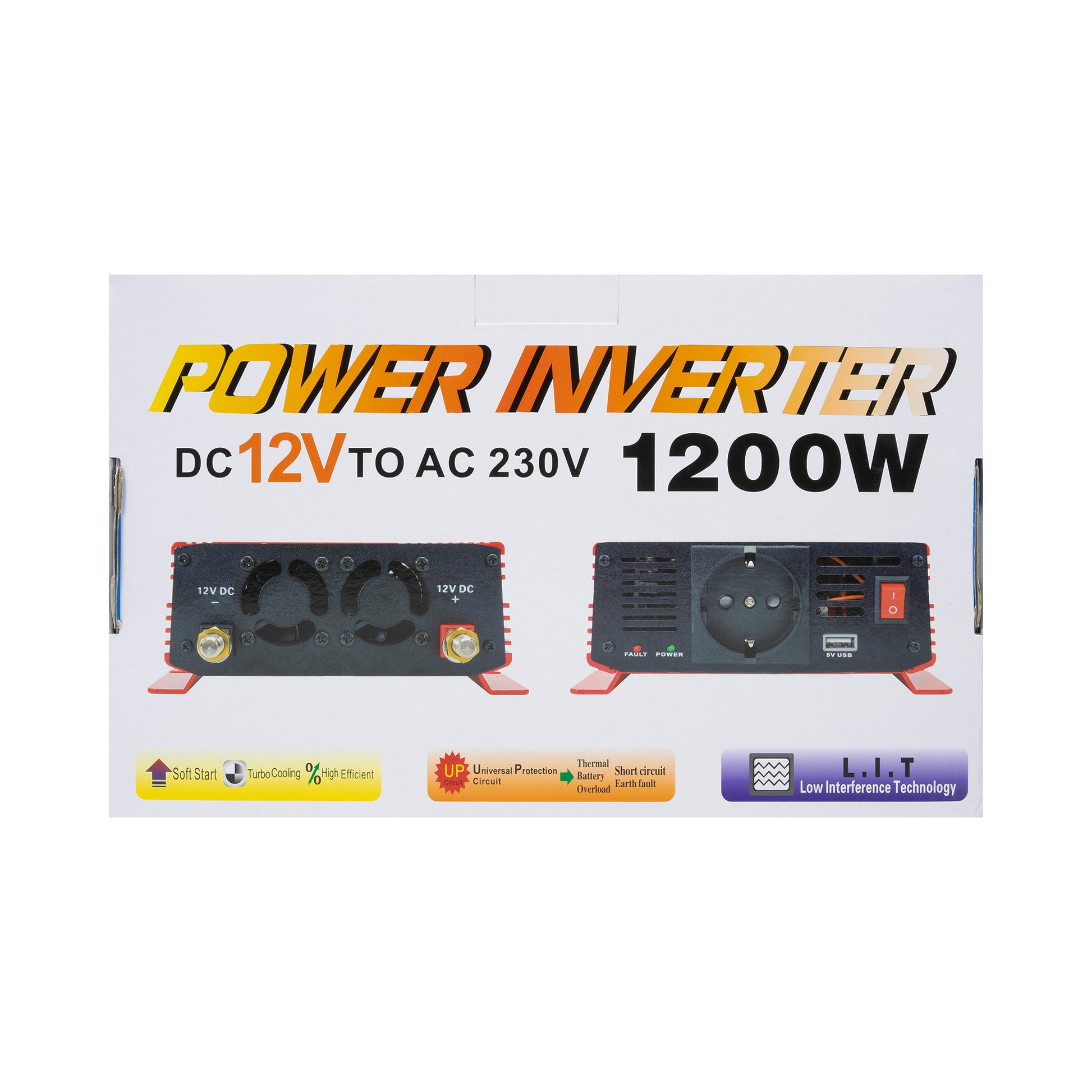 Invertor de tensiune PNI L1200W alimentare 12V iesire 230V