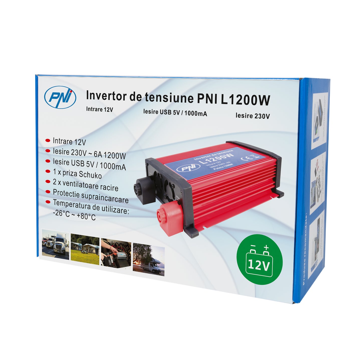 Invertor de tensiune PNI L1200W alimentare 12V iesire 230V