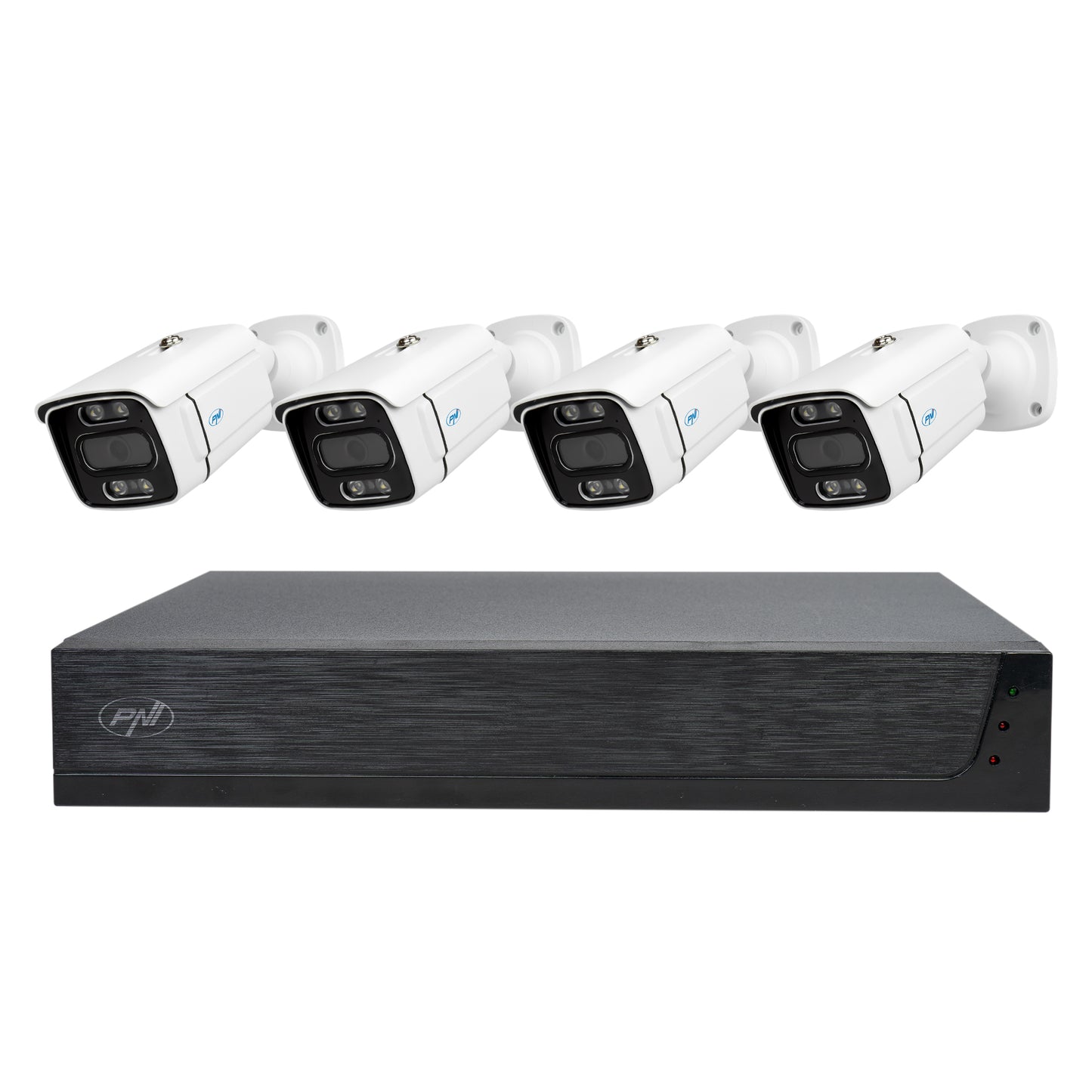 Pachet Kit supraveghere video PNI House IPMAX POE 3LR, NVR cu 4 porturi POE, ONVIF si 4 camere cu IP 3MP, de exterior, Power over Ethernet, detectie chip, detectie miscare, 4 cabluri, alimentator, mouse cu HDD 1Tb Inclus