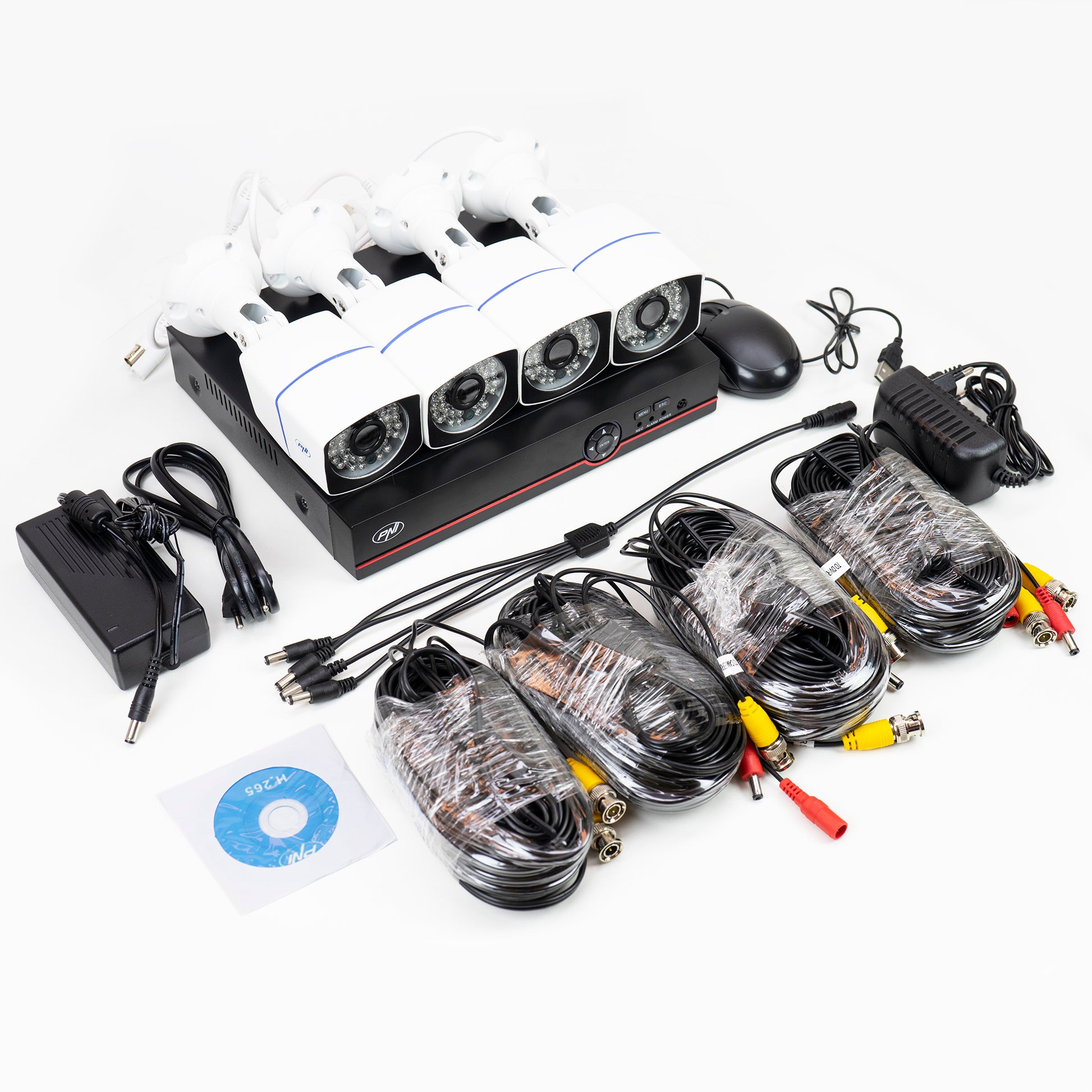 Pachet Kit supraveghere video AHD PNI House PTZ1500 5MP - DVR si 4 camere exterior si HDD 1Tb Inclus
