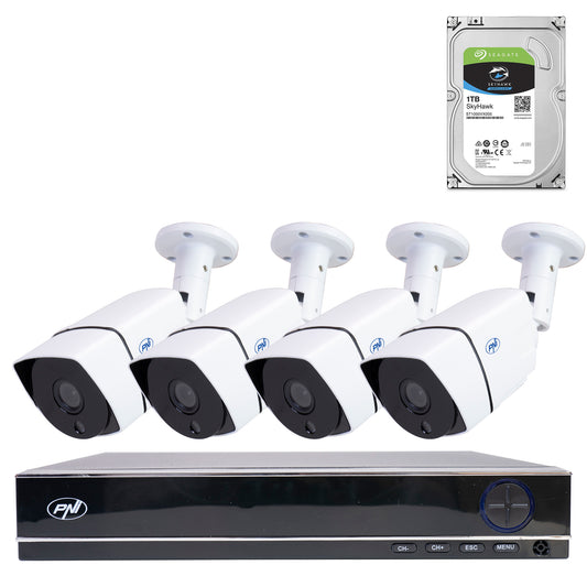 Pachet Kit supraveghere video AHD PNI House PTZ1300 Full HD - NVR si 4 camere exterior 2MP full HD 1080P cu HDD 1Tb inclus