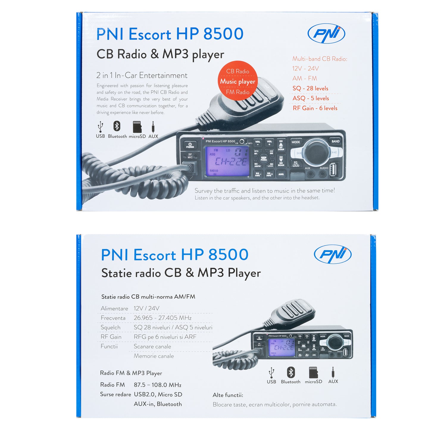 Statie radio CB si MP3 player PNI Escort HP 8500 ASQ include casti cu microfon