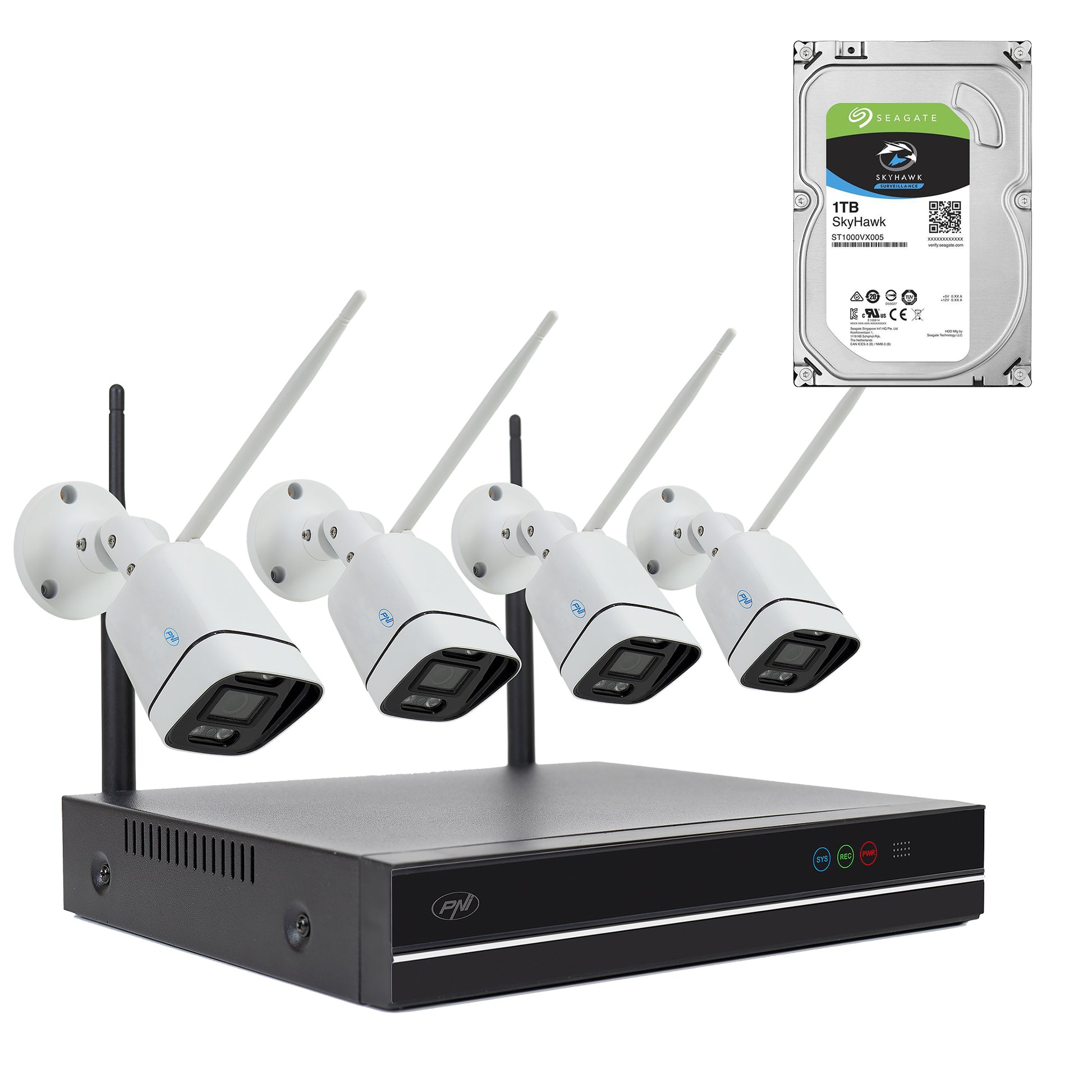 Pachet Kit supraveghere video PNI House WiFi660 NVR si 4 camere wireless, 3MP cu HDD 1tb inclus