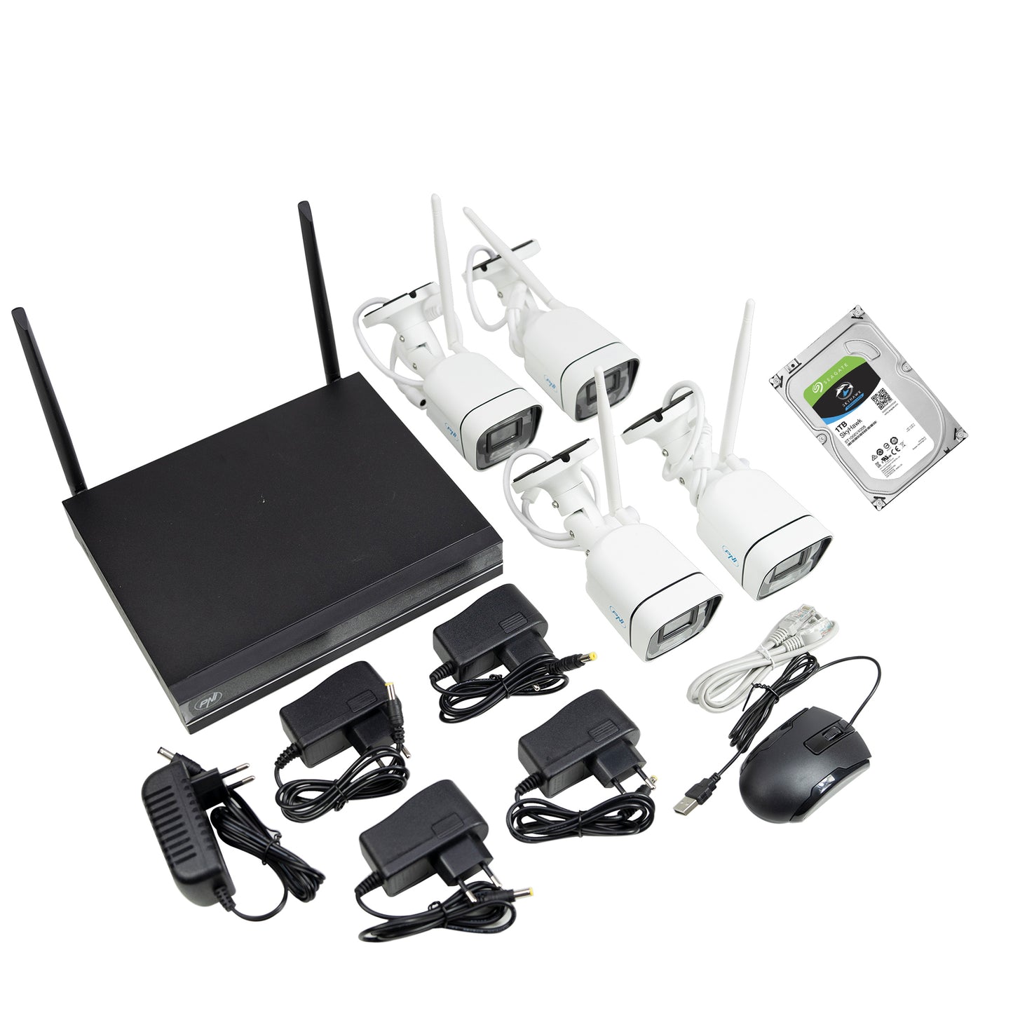 Pachet Kit supraveghere video PNI House WiFi660 NVR si 4 camere wireless, 3MP cu HDD 1tb inclus