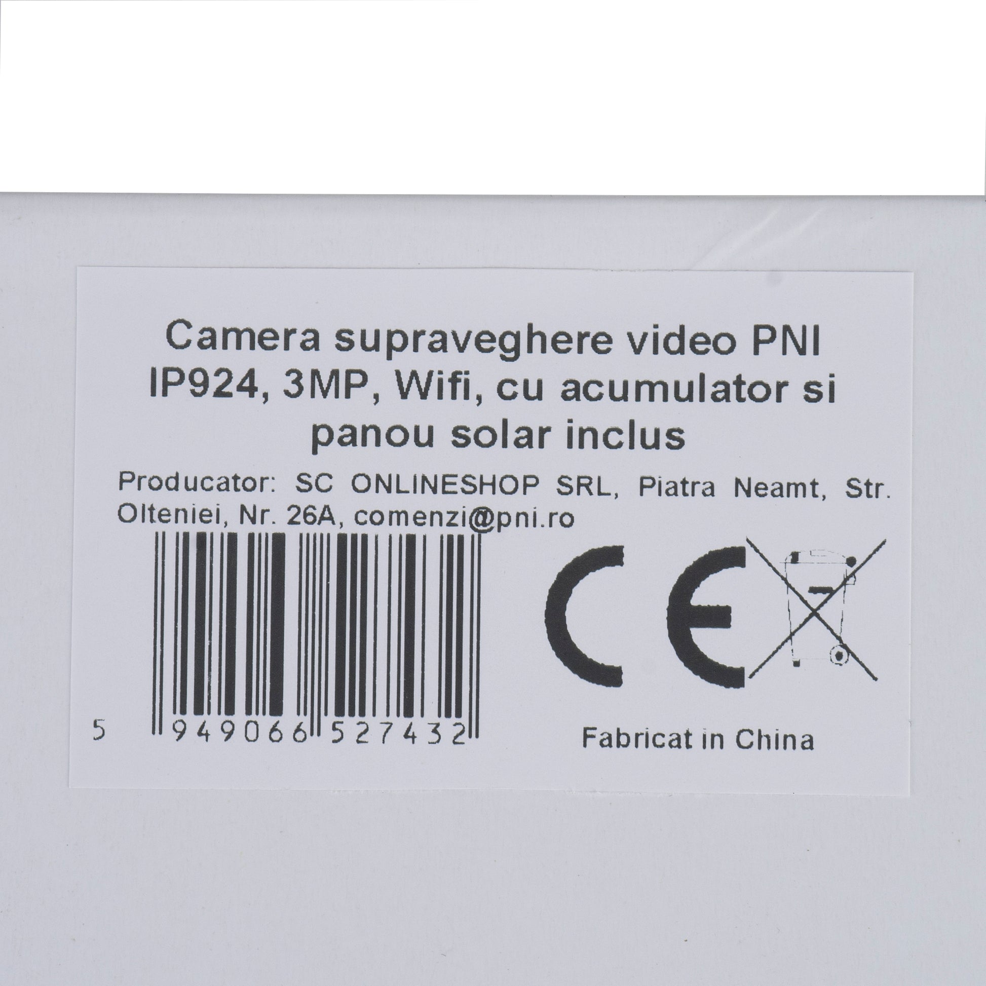 Camera supraveghere video PNI IP924, 3MP, Wi-Fi, IP65, panou solar si acumulator 5200 mAh inclus