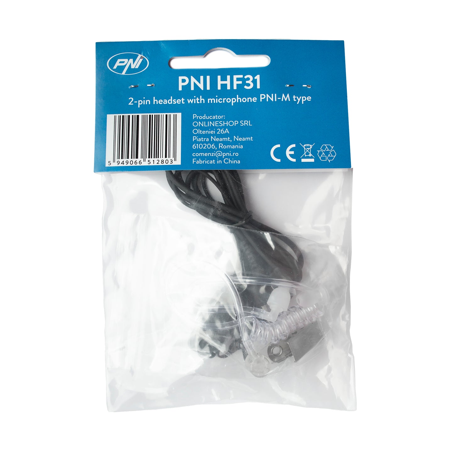 Casca cu microfon PNI HF31 cu 2 pini tip PNI-M pentru statii radio CB