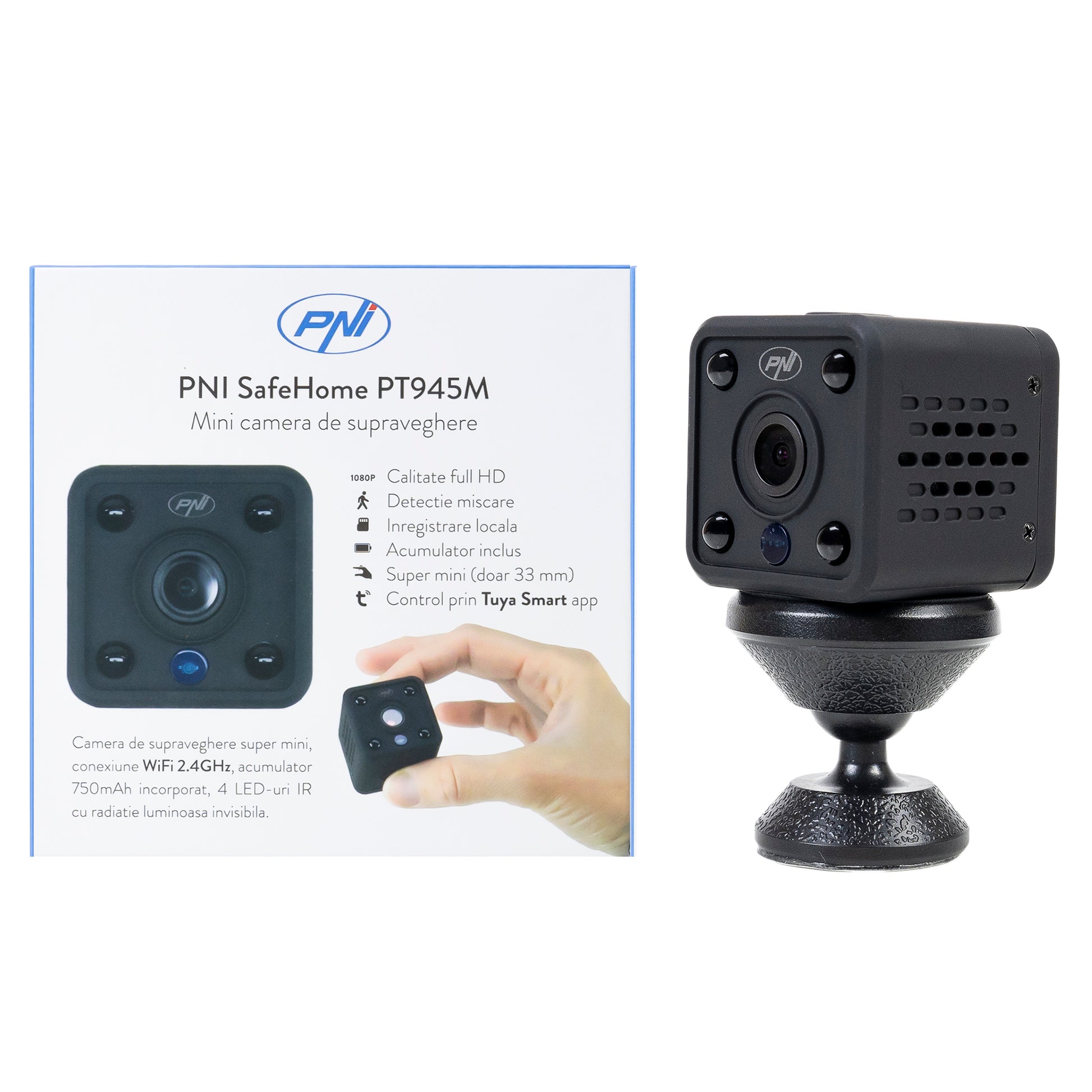 Mini camera de supraveghere spion PNI SafeHome PT945M 1080P WiFi, control prin Tuya Smart, integrare in scenarii si automatizari smart cu alte produse compatibile Tuya