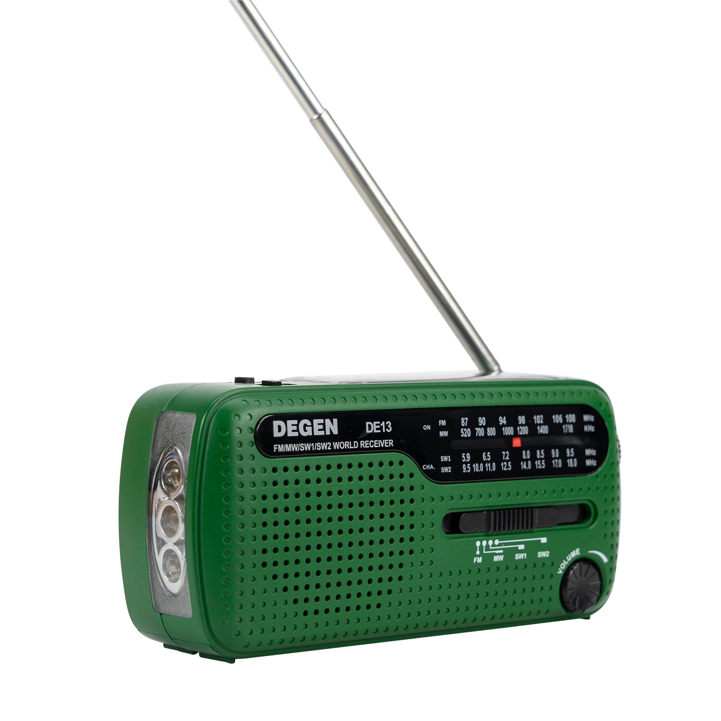 Radio de urgenta PNI Degen DE13, FM-AM-SW, cu alimentare solara, acumulator sau baterii AAA, functii SOS, lanterna, lumina semnalizare