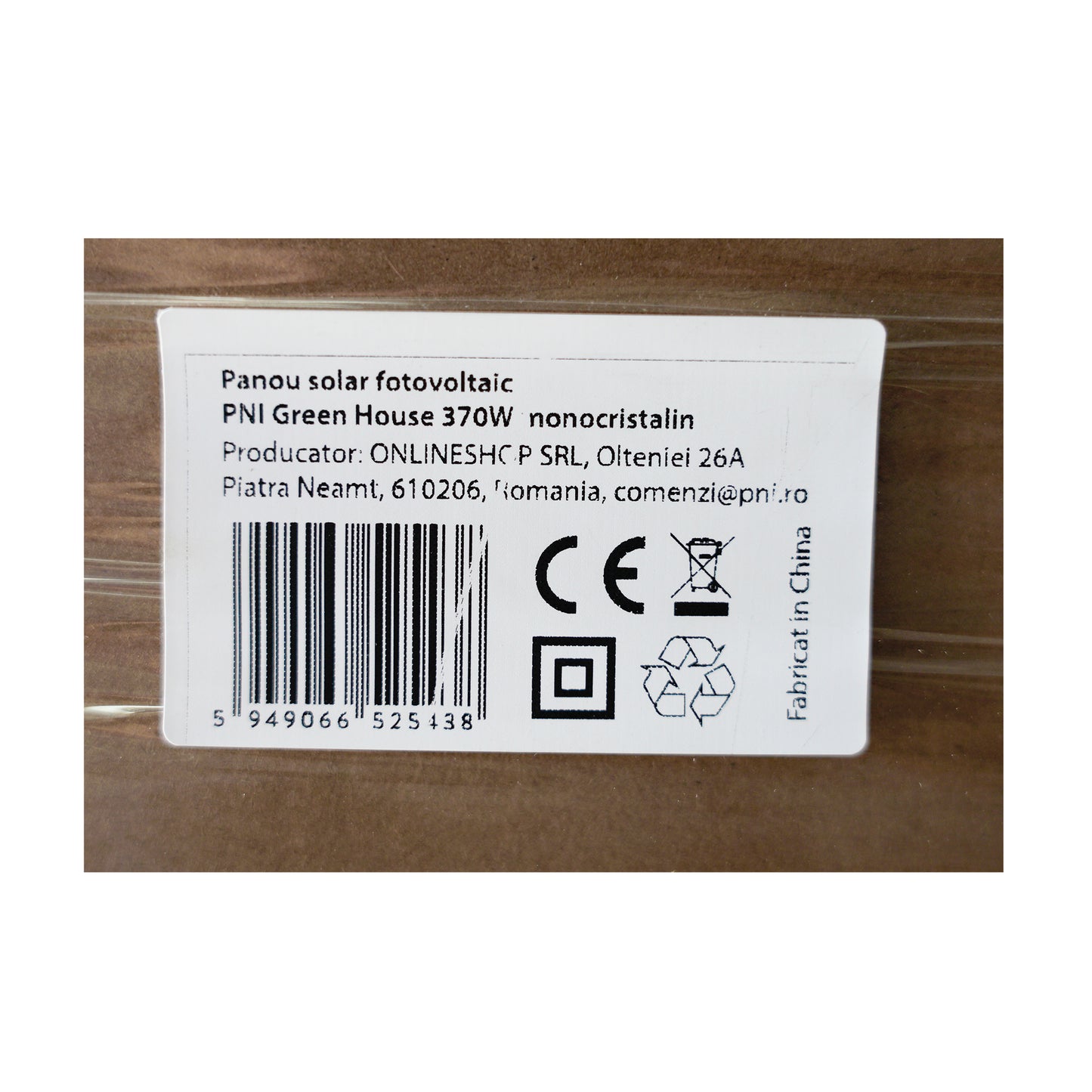 Panou solar fotovoltaic PNI Green House 370W monocristalin, 120 celule, 11A