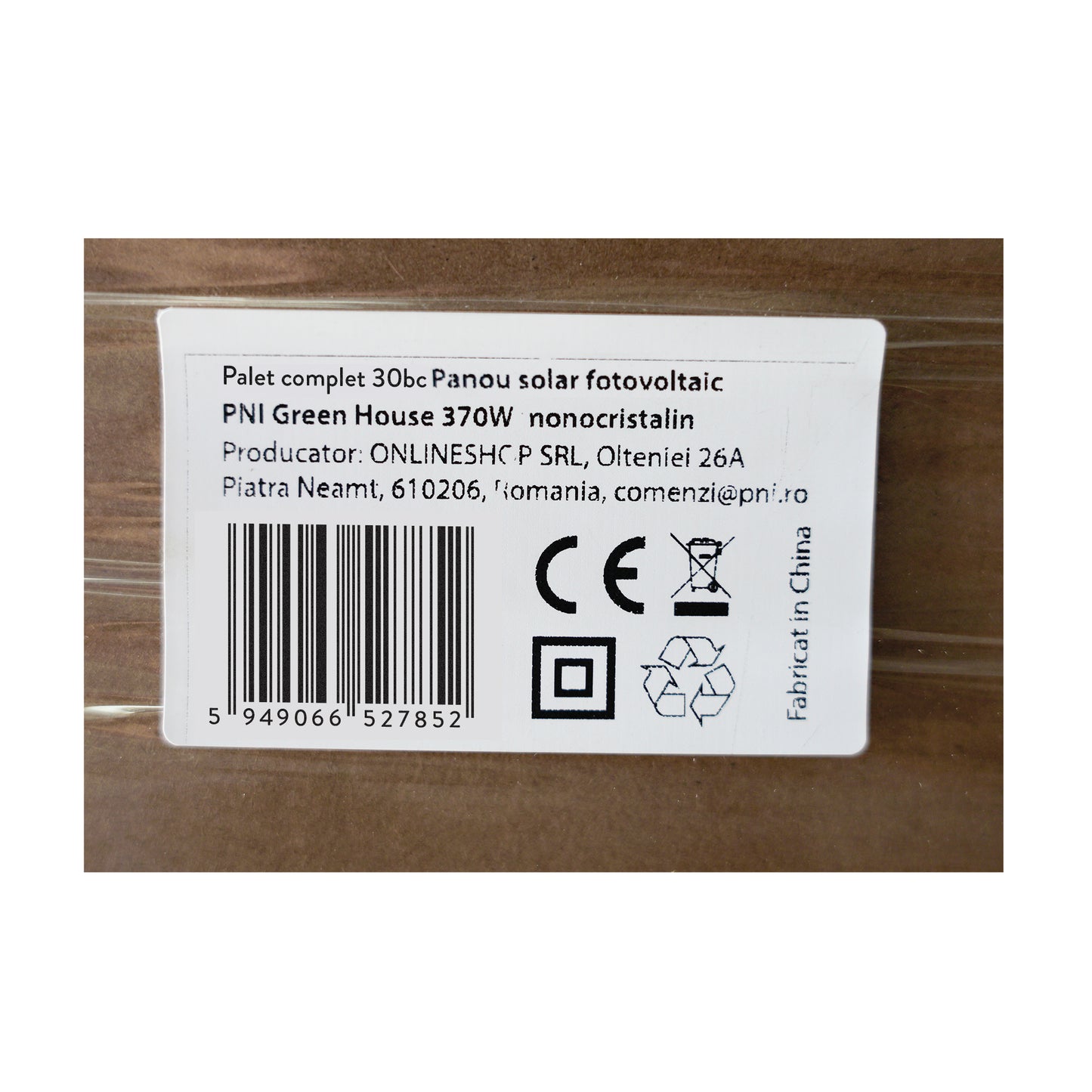Palet complet 30 bucati Panou solar fotovoltaic PNI Green House 370W monocristalin, 120 celule, 11A