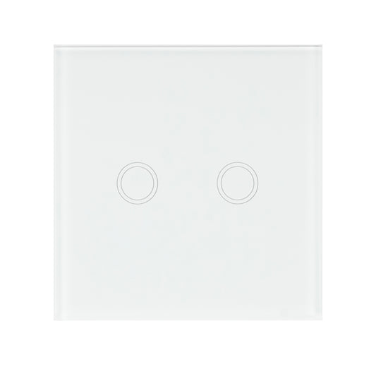 Intrerupator dublu cu touch PNI SH202 din sticla, alb cu LED indicator